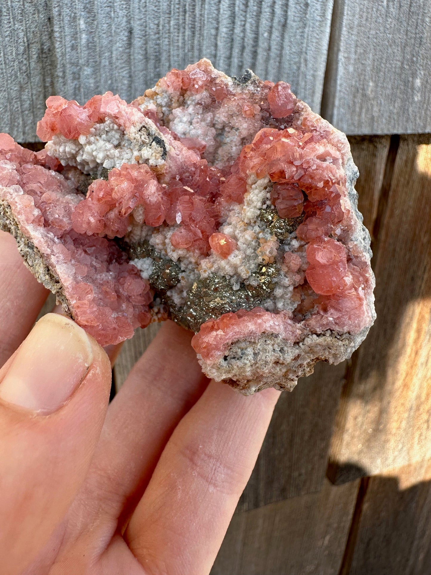 Rhodochrosite Crystals on Matrix from Uchucchacua Mine Peru