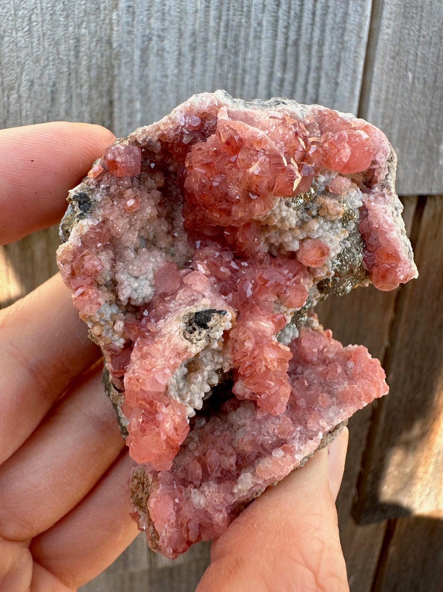 Rhodochrosite Crystals on Matrix from Uchucchacua Mine Peru