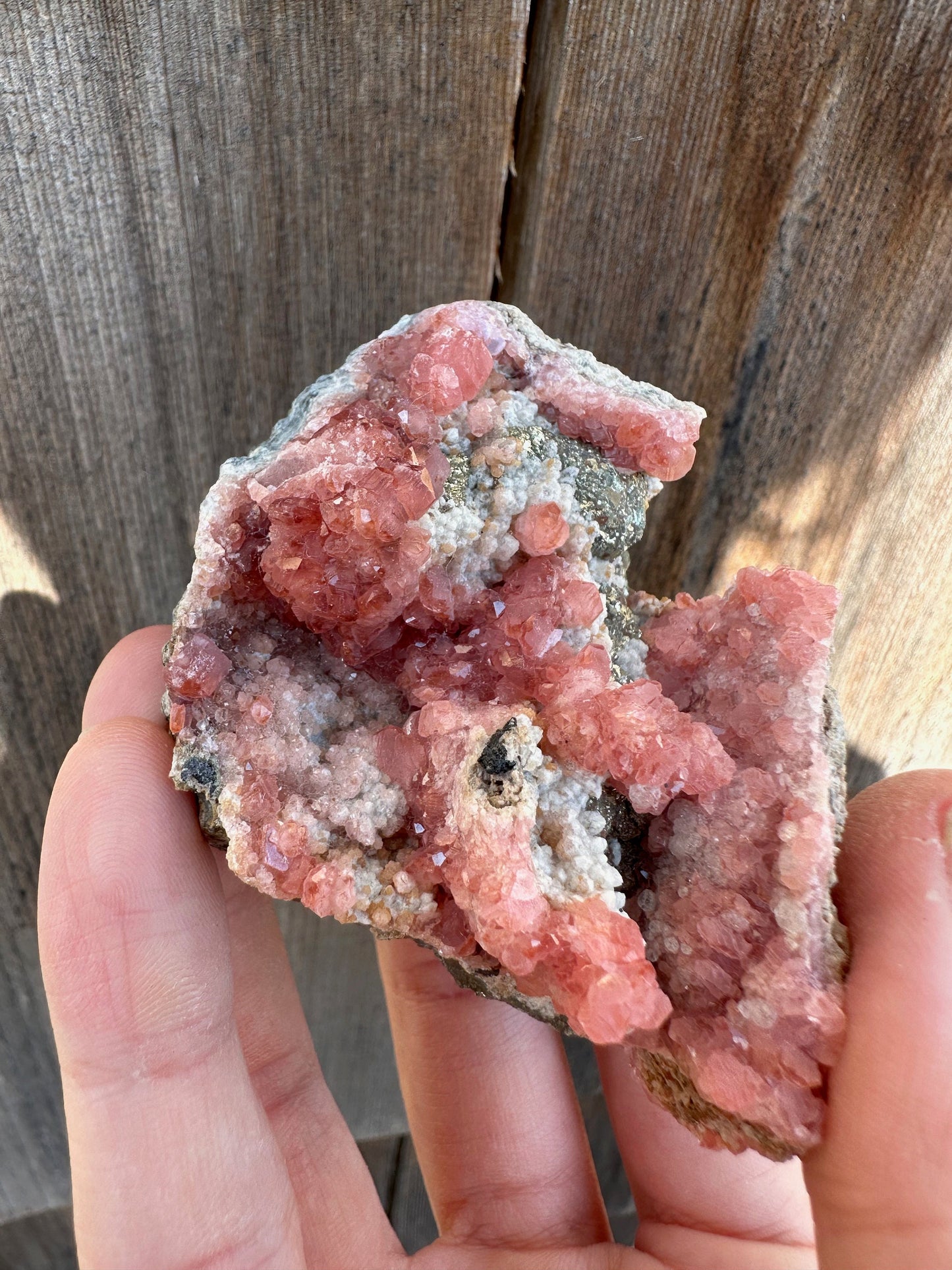 Rhodochrosite Crystals on Matrix from Uchucchacua Mine Peru