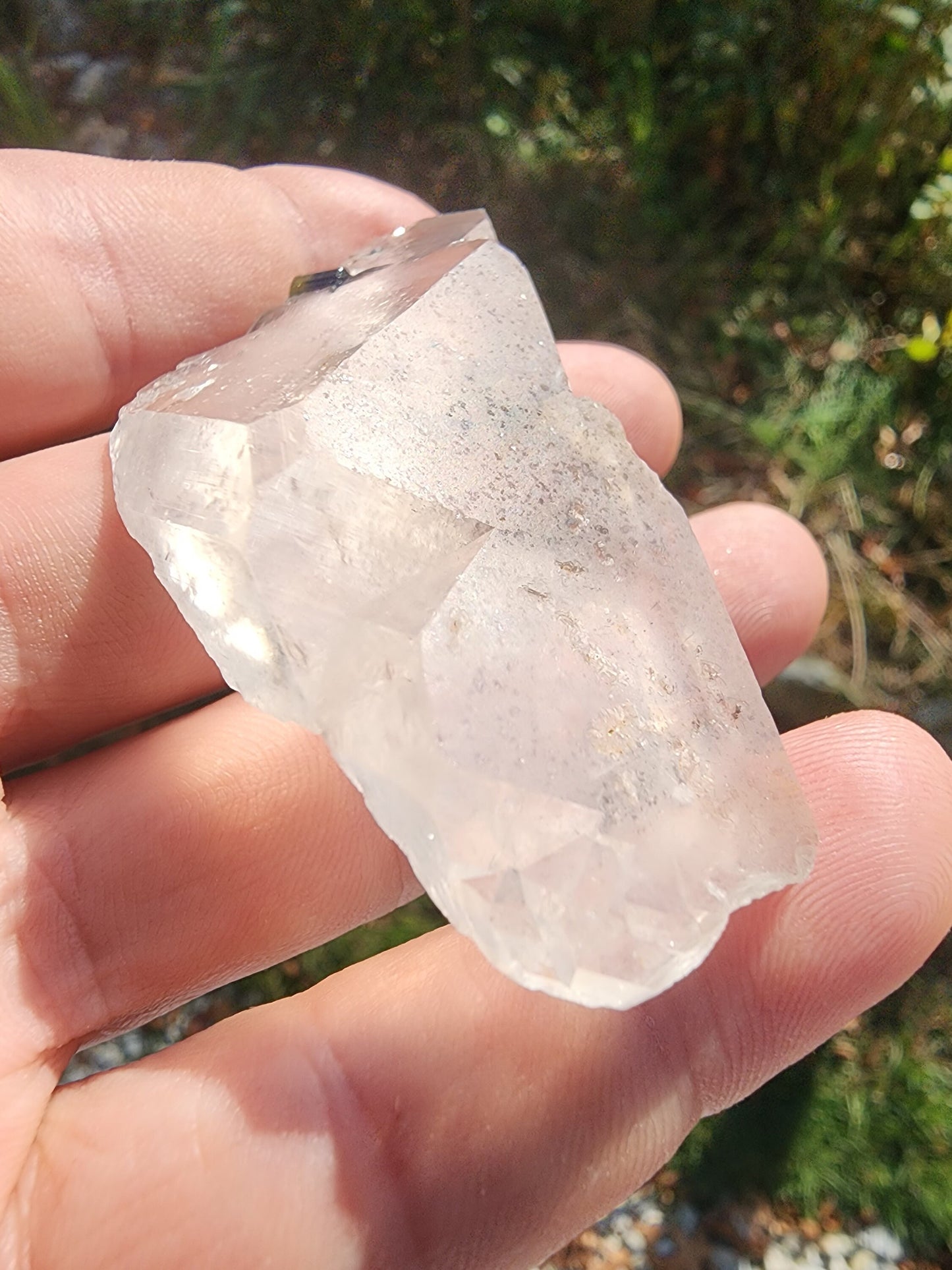 Green Tourmaline in Tabular Quartz from Minas Gerais, Brazil