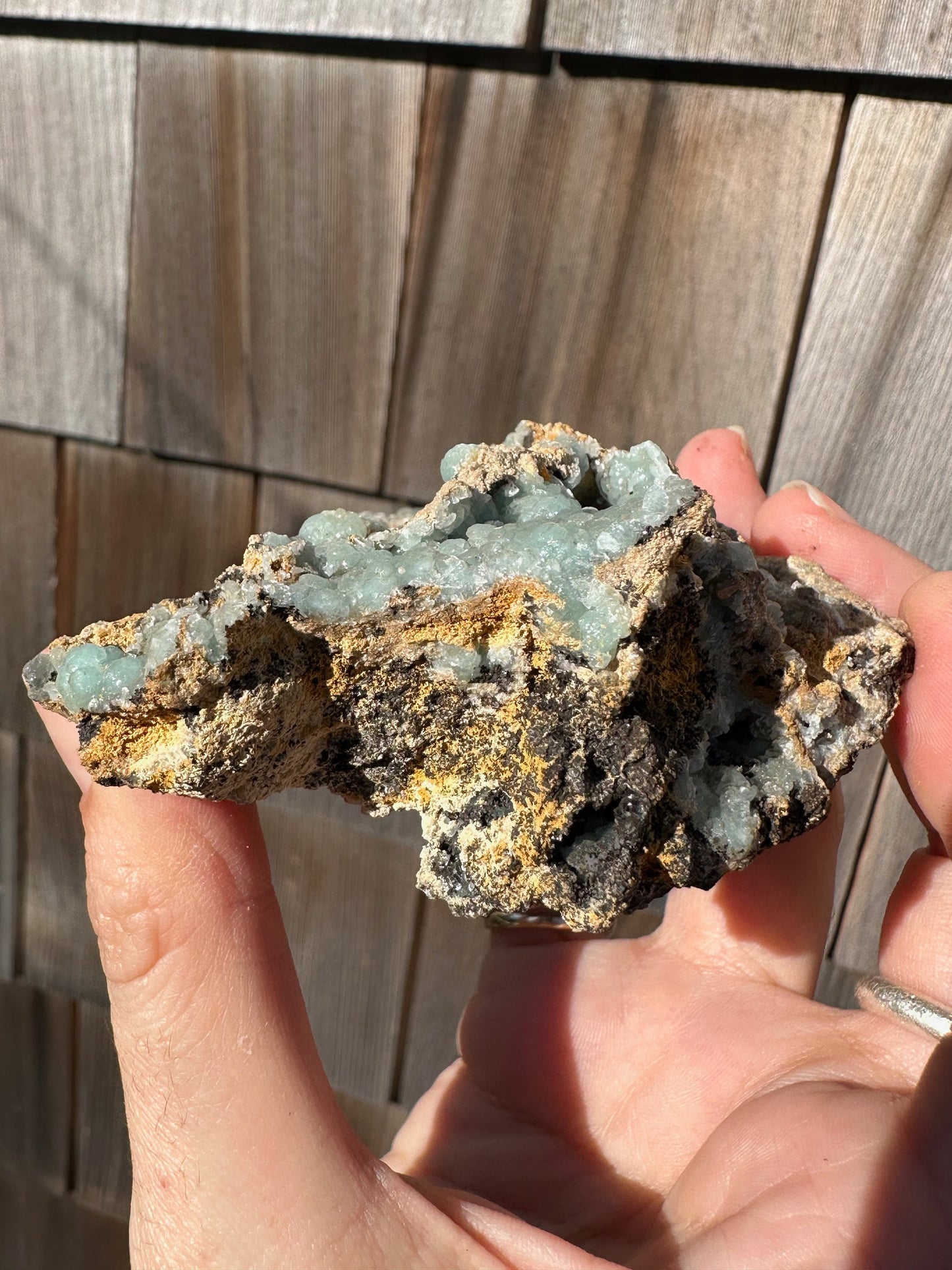 Cabinet Light Blue Hemimorphite on Matrix from 79 Mine, Arizona, USA
