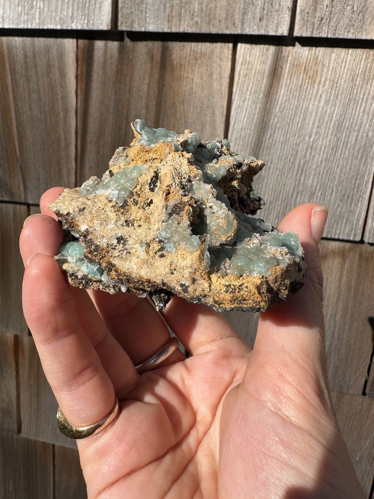 Cabinet Light Blue Hemimorphite on Matrix from 79 Mine, Arizona, USA