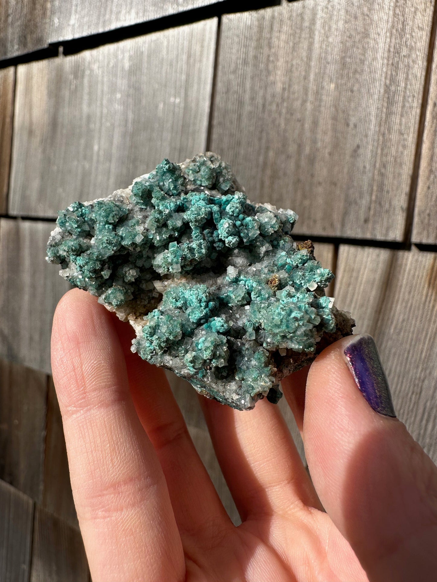 Rosasite with Calcite from Ojuela Mine Mexico