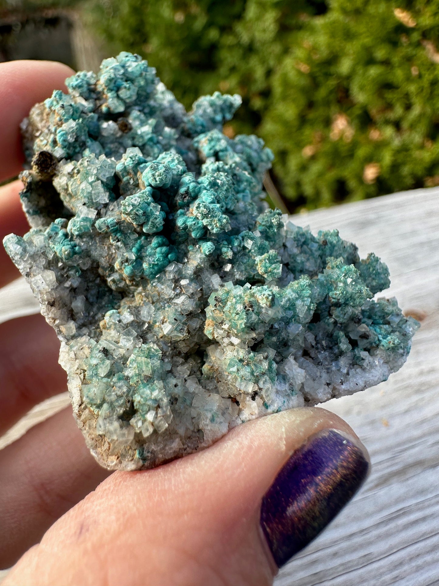 Rosasite with Calcite from Ojuela Mine Mexico