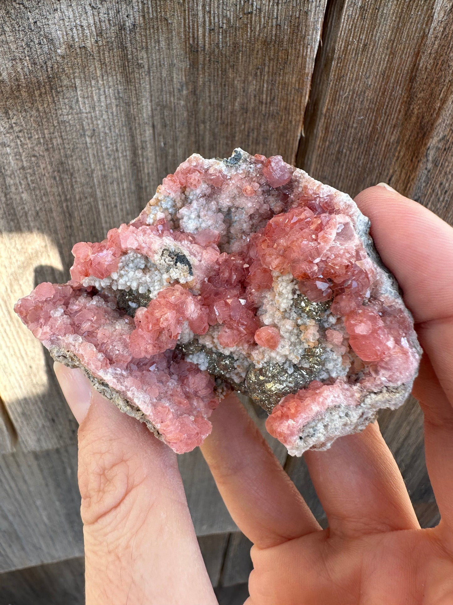 Rhodochrosite Crystals on Matrix from Uchucchacua Mine Peru