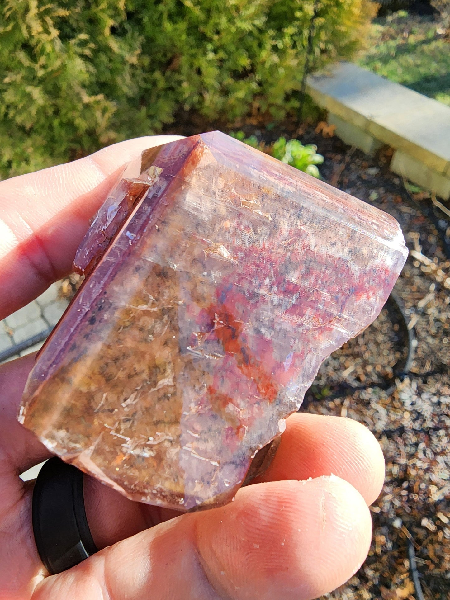 Red Hematite in Calcite Crystal from China