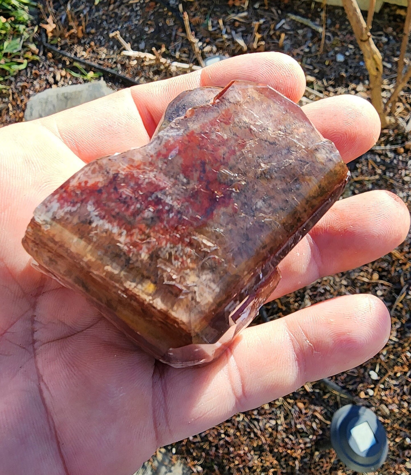 Red Hematite in Calcite Crystal from China