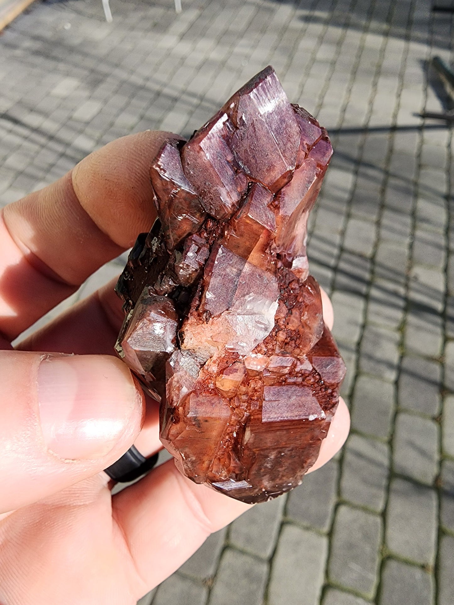Red Hematite in Calcite Crystal from China
