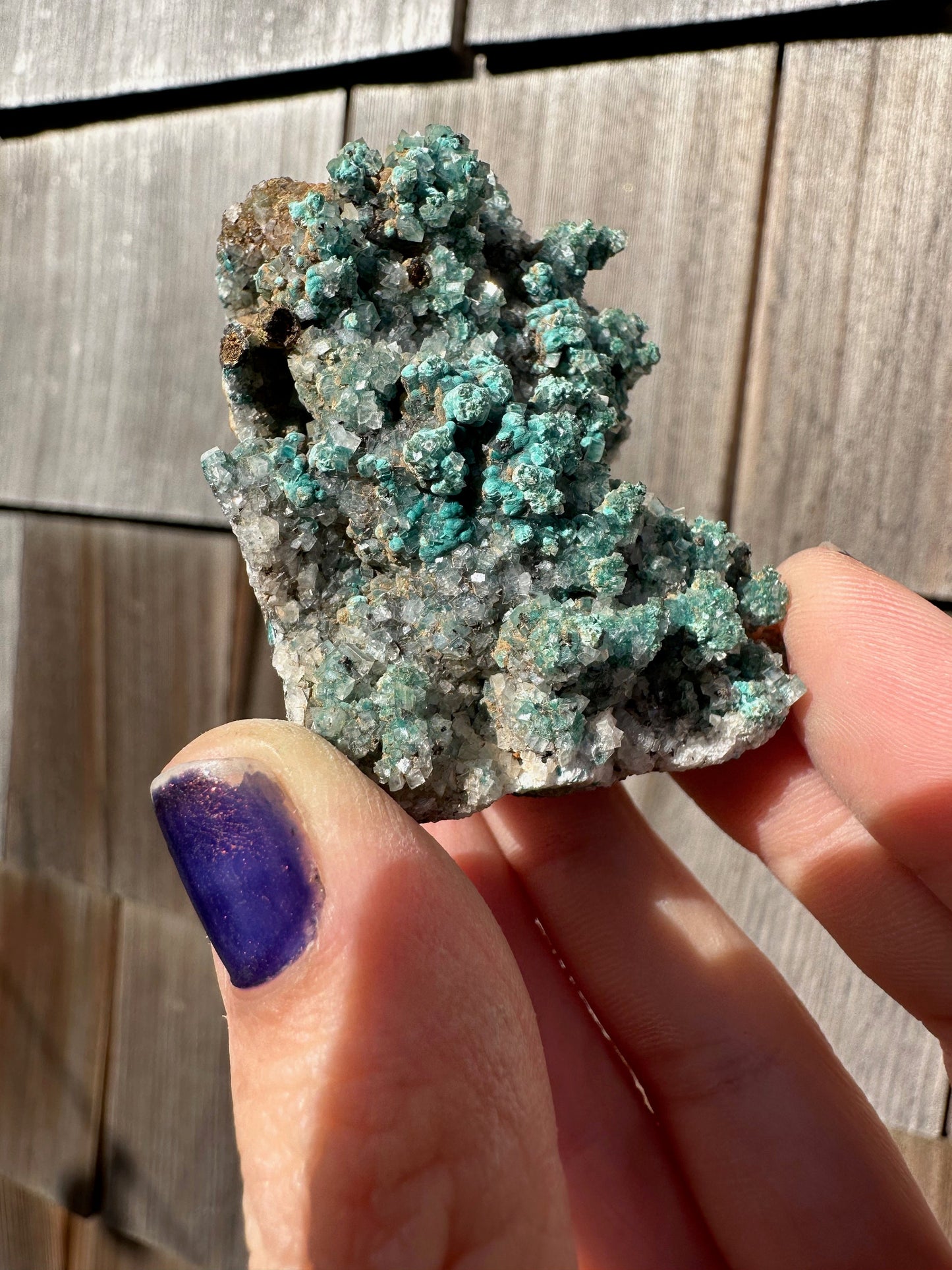 Rosasite with Calcite from Ojuela Mine Mexico