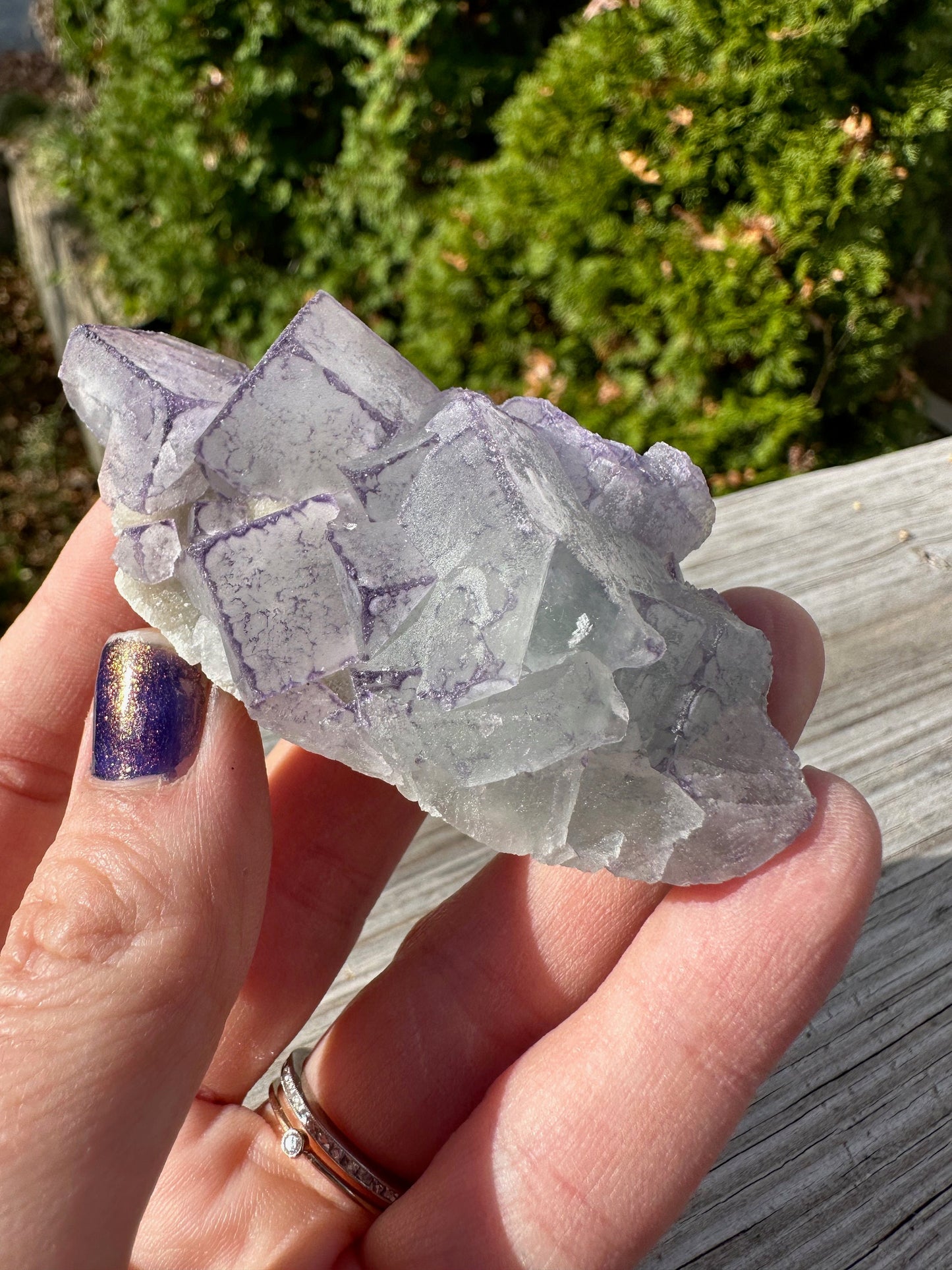 Green and Purple Edge Fluorite Crystal Cluster from Qinglong China