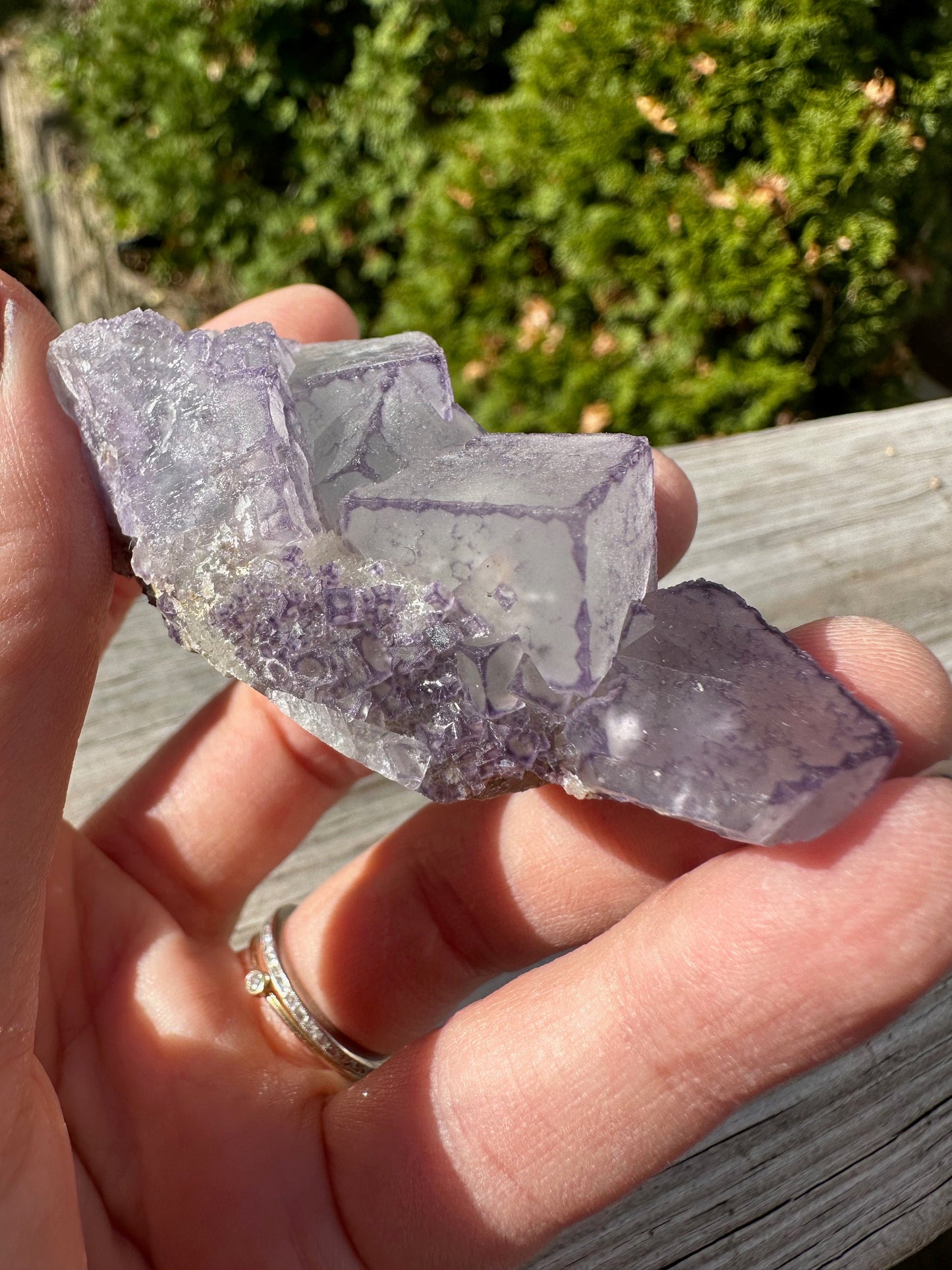 Green and Purple Edge Fluorite Crystal Cluster from Qinglong China