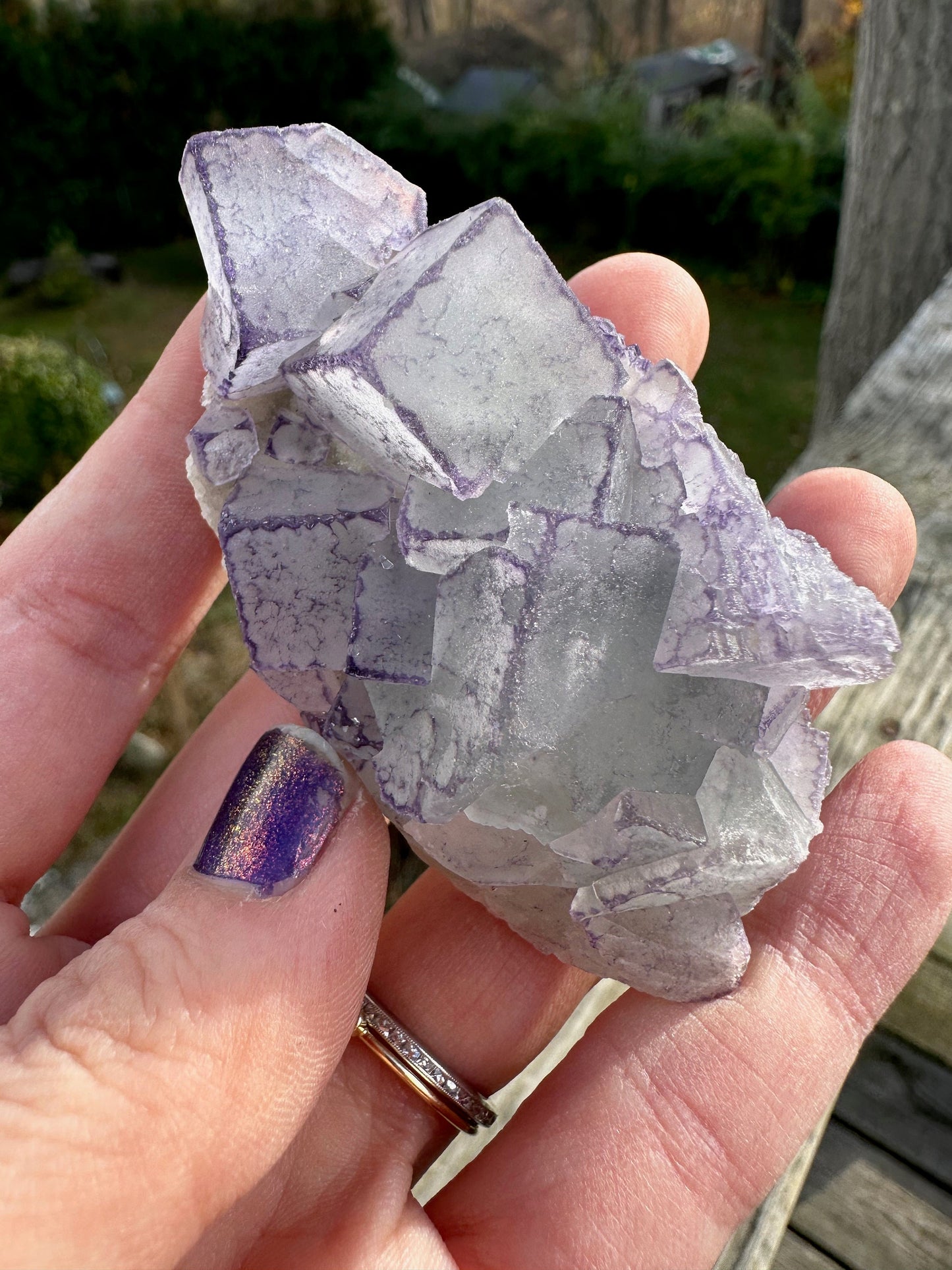 Green and Purple Edge Fluorite Crystal Cluster from Qinglong China