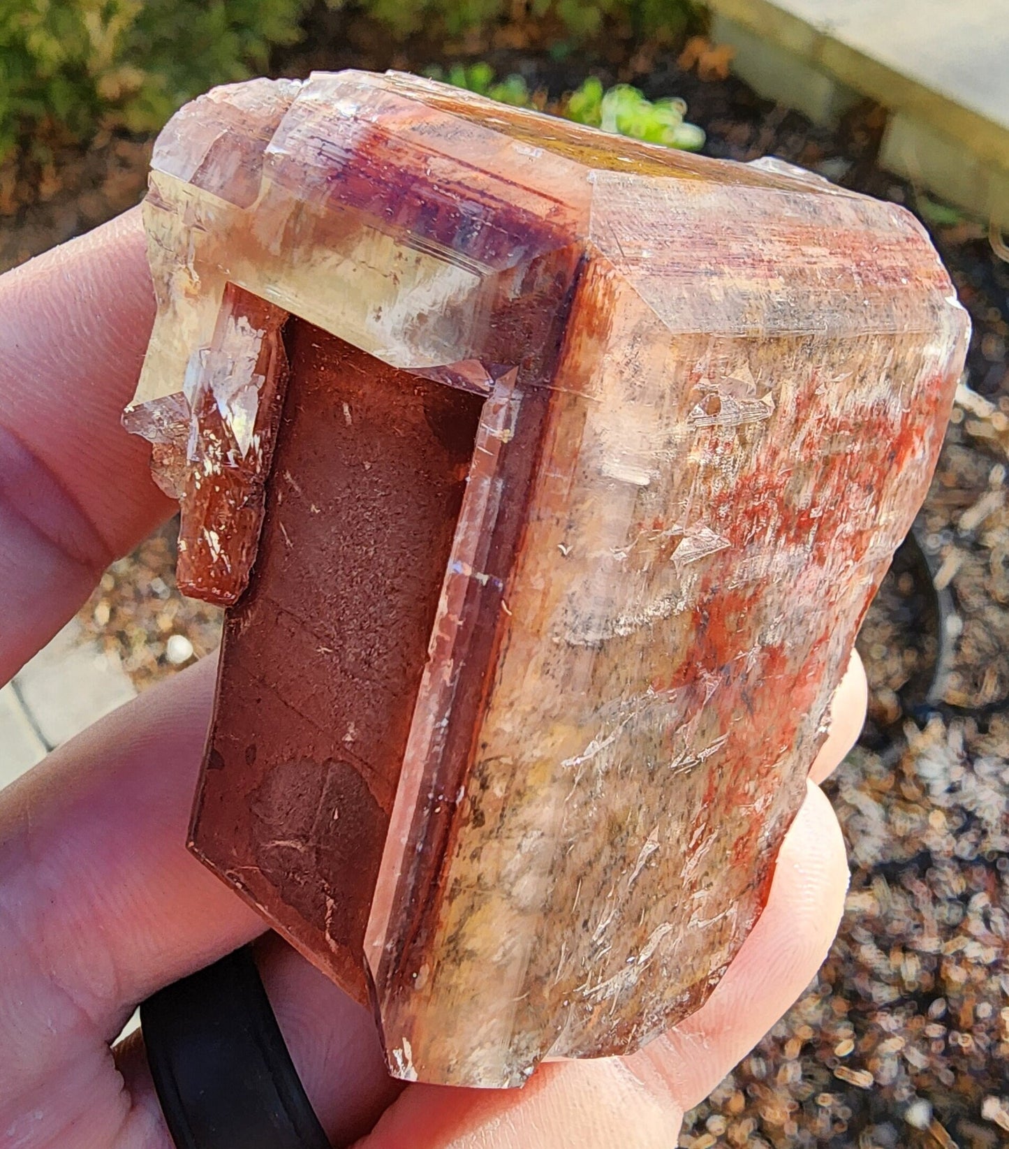 Red Hematite in Calcite Crystal from China
