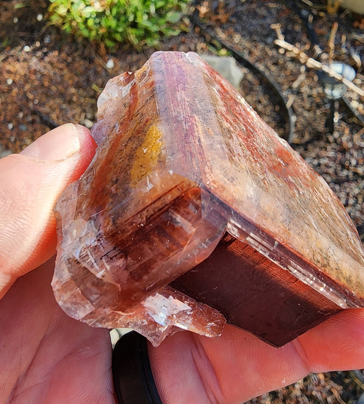 Red Hematite in Calcite Crystal from China