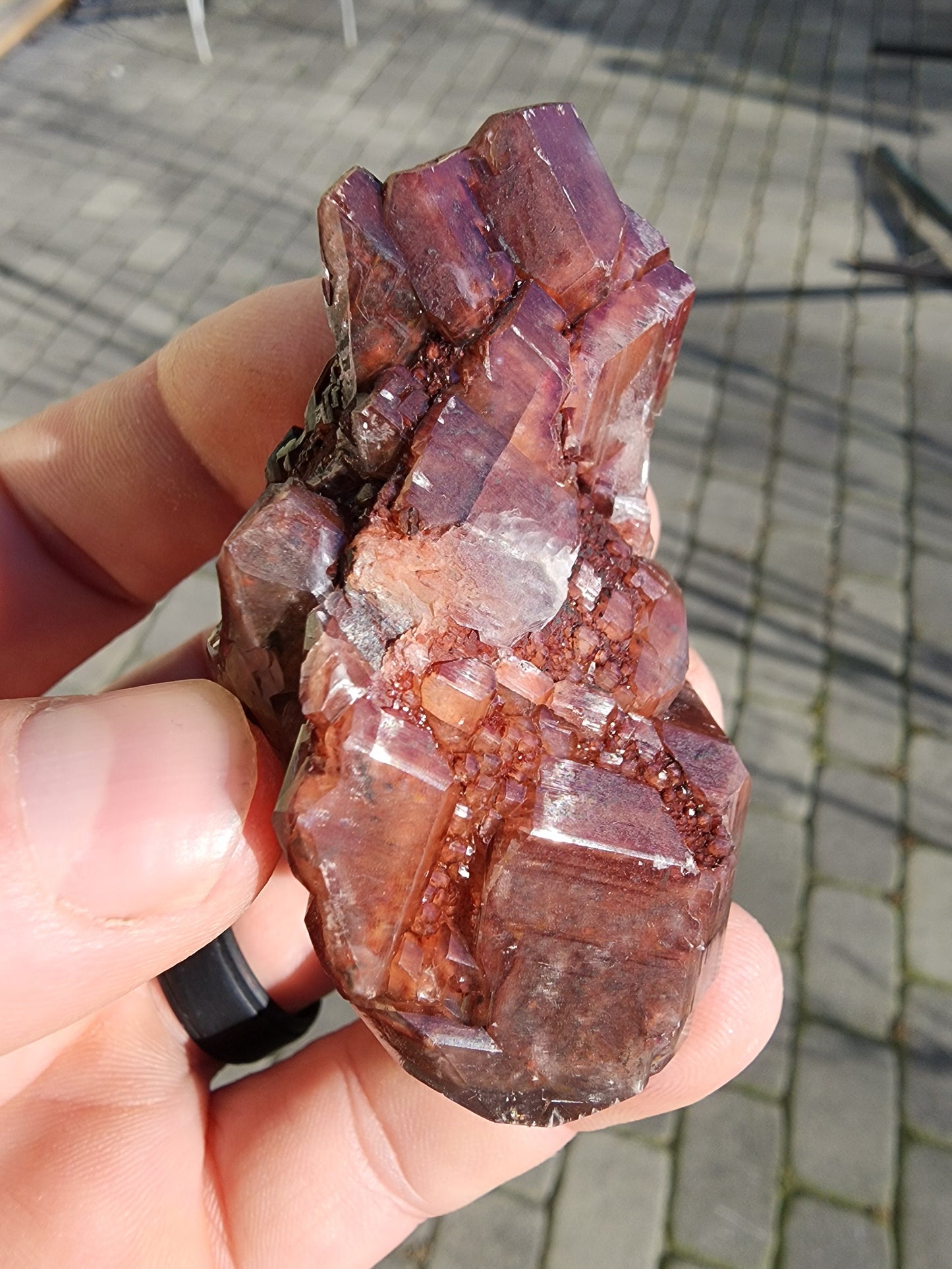 Red Hematite in Calcite Crystal from China