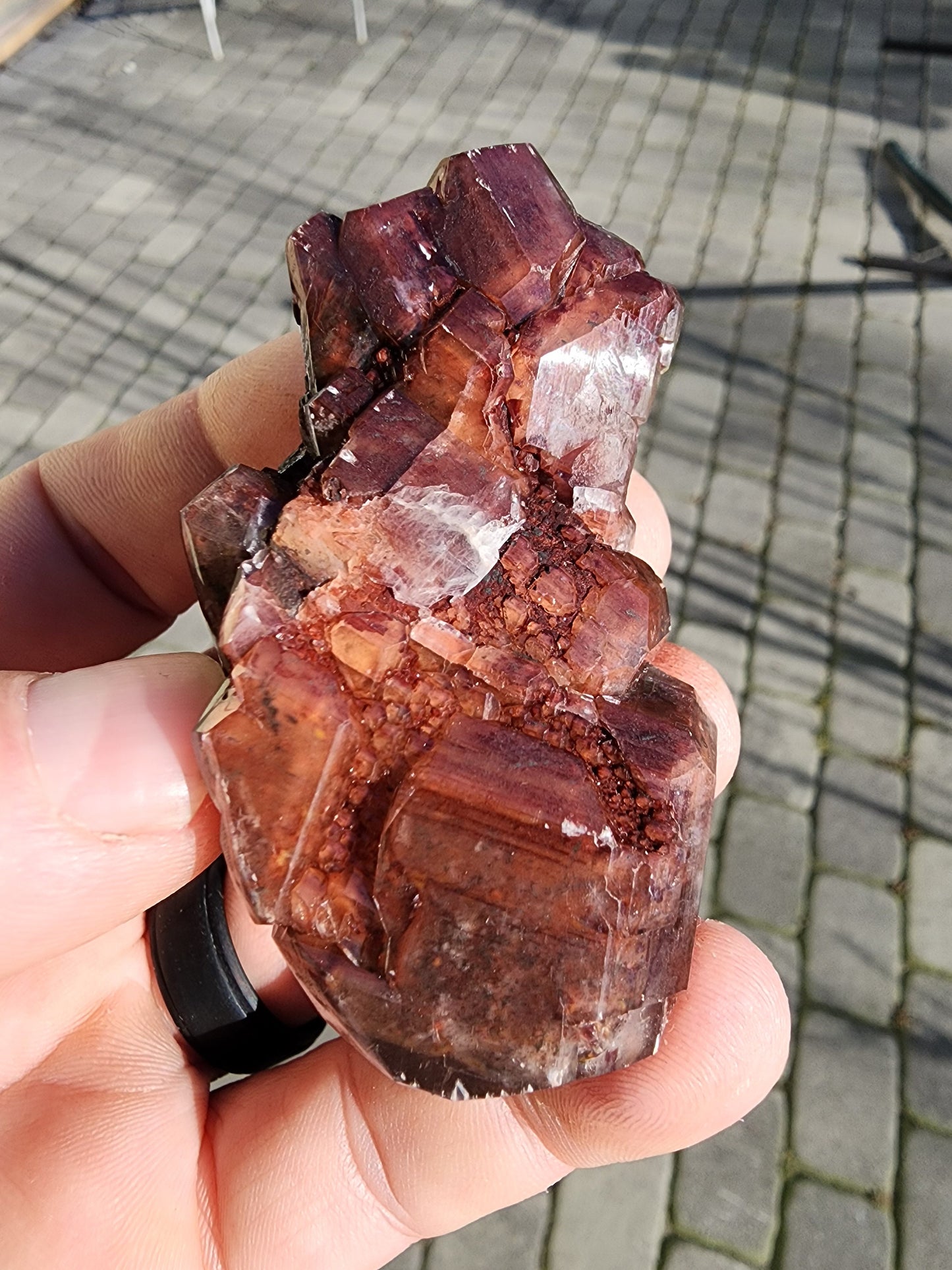 Red Hematite in Calcite Crystal from China