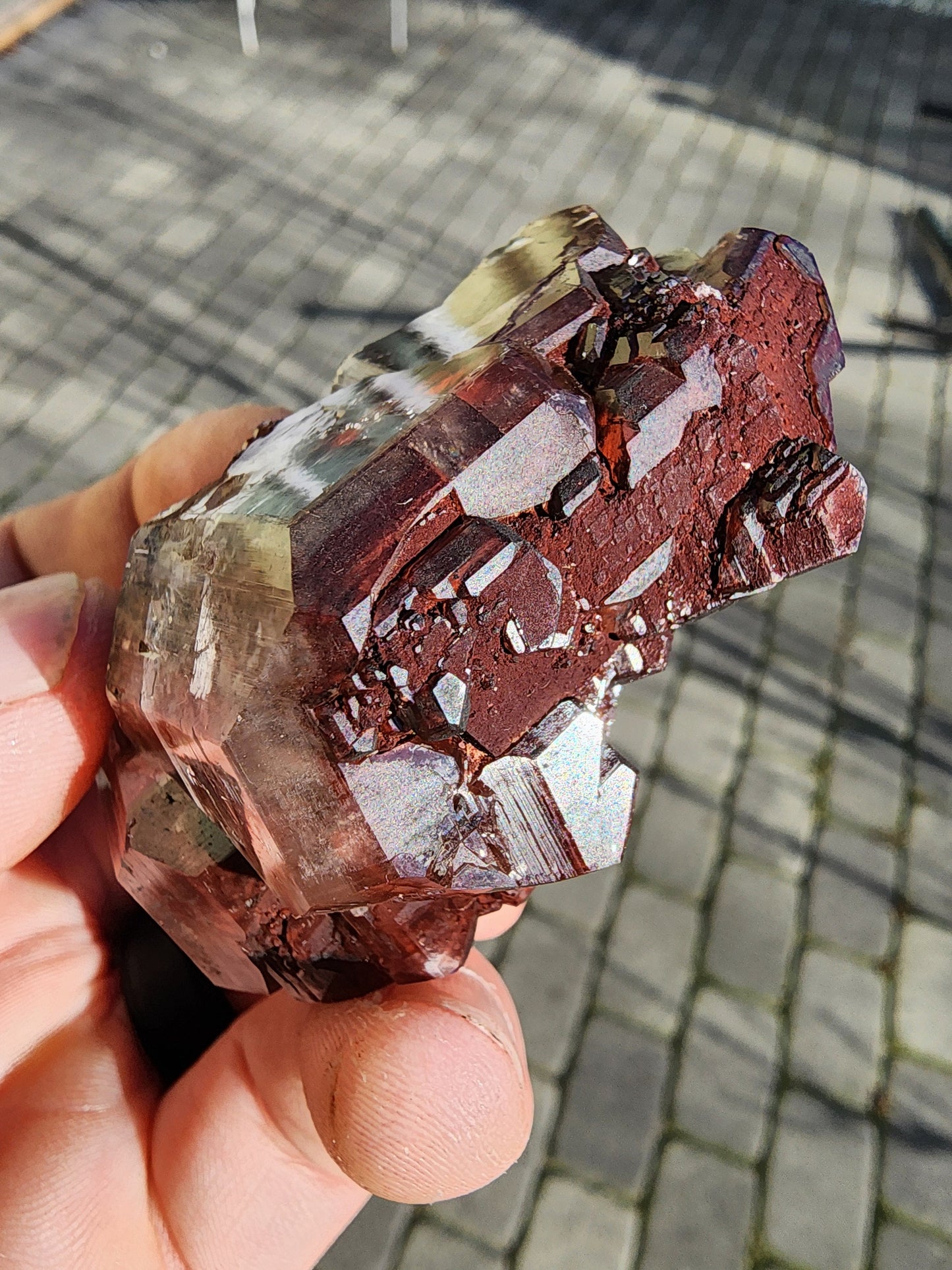 Red Hematite in Calcite Crystal from China