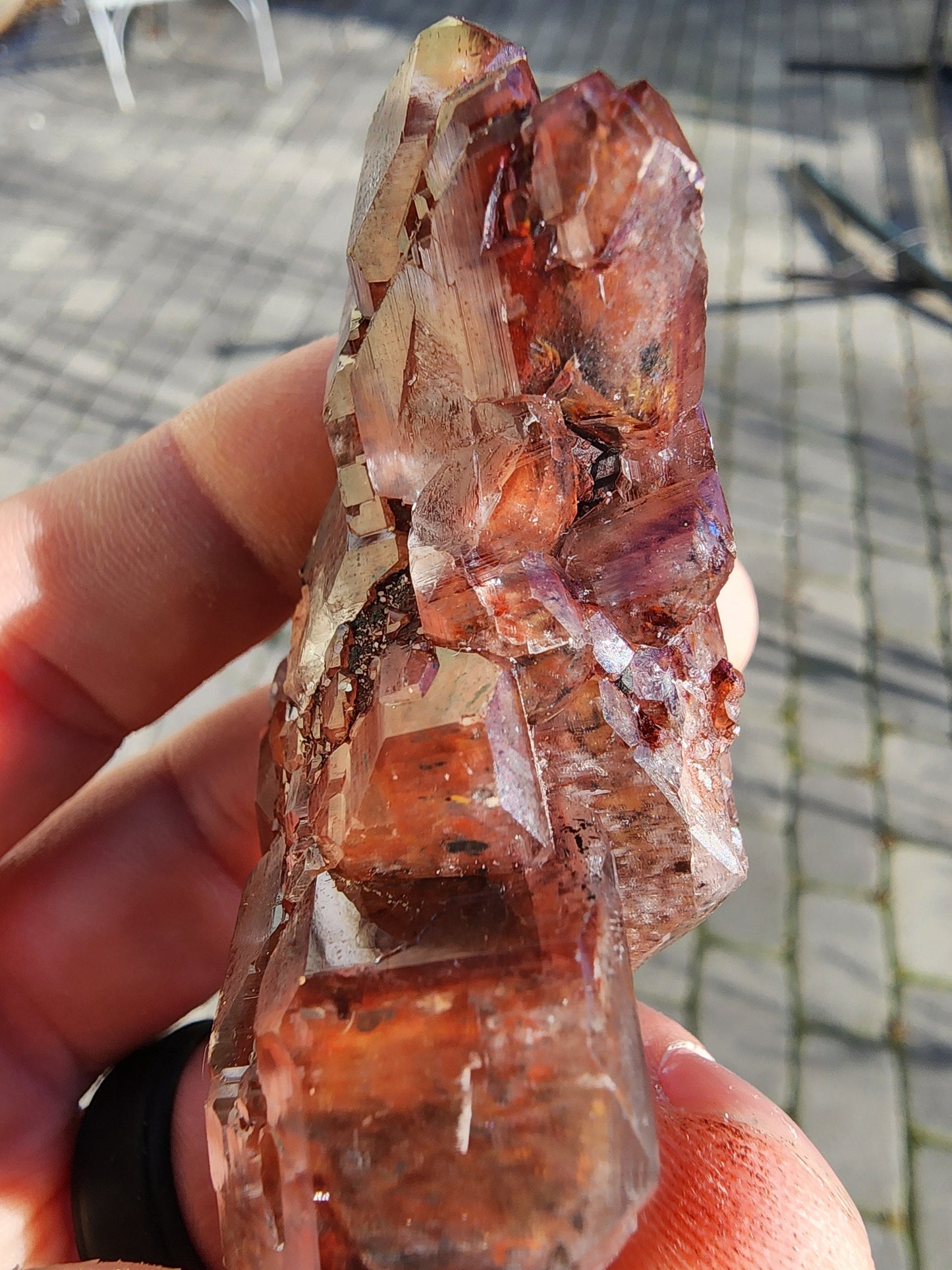 Red Hematite in Calcite Crystal from China
