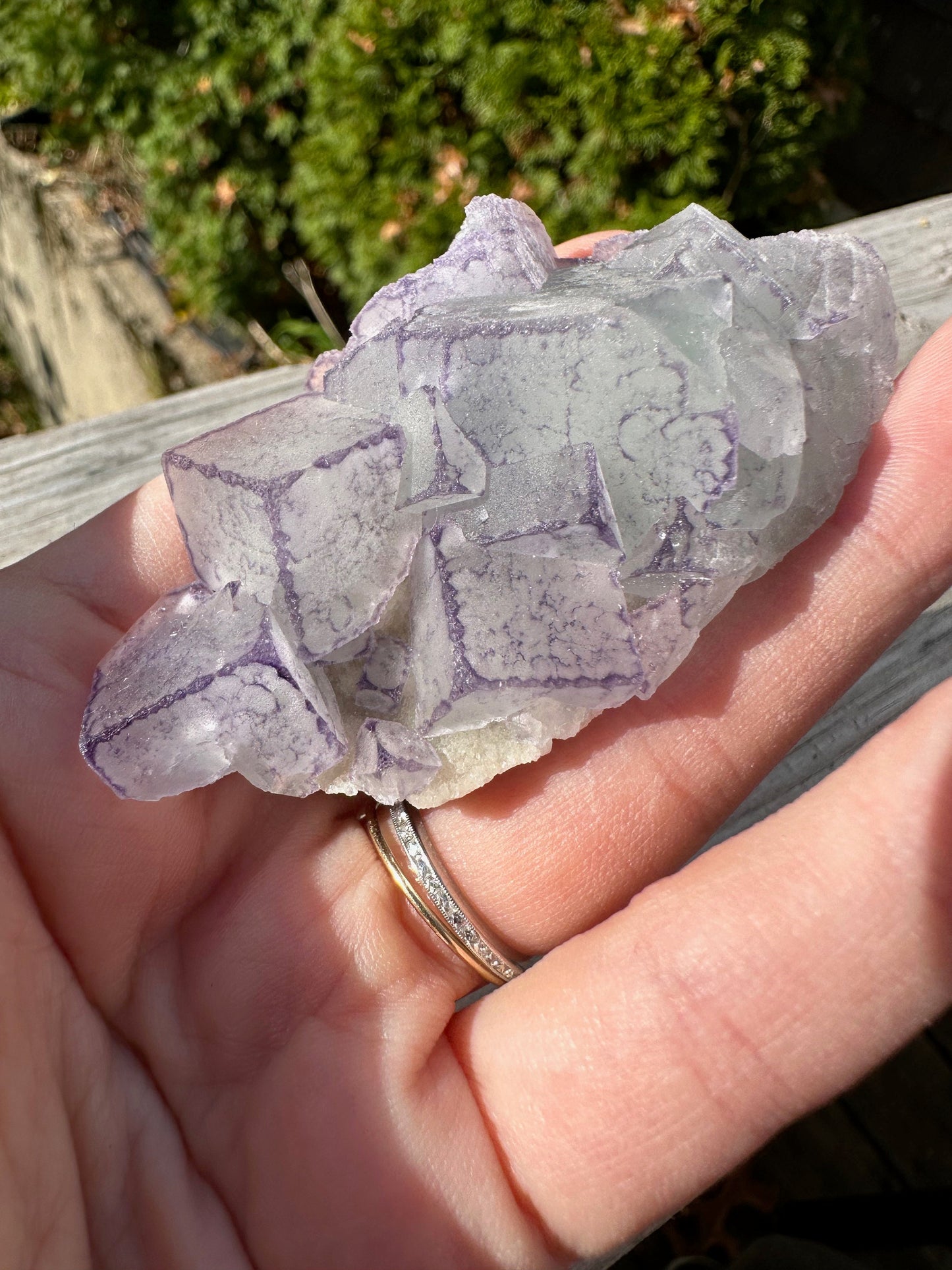 Green and Purple Edge Fluorite Crystal Cluster from Qinglong China