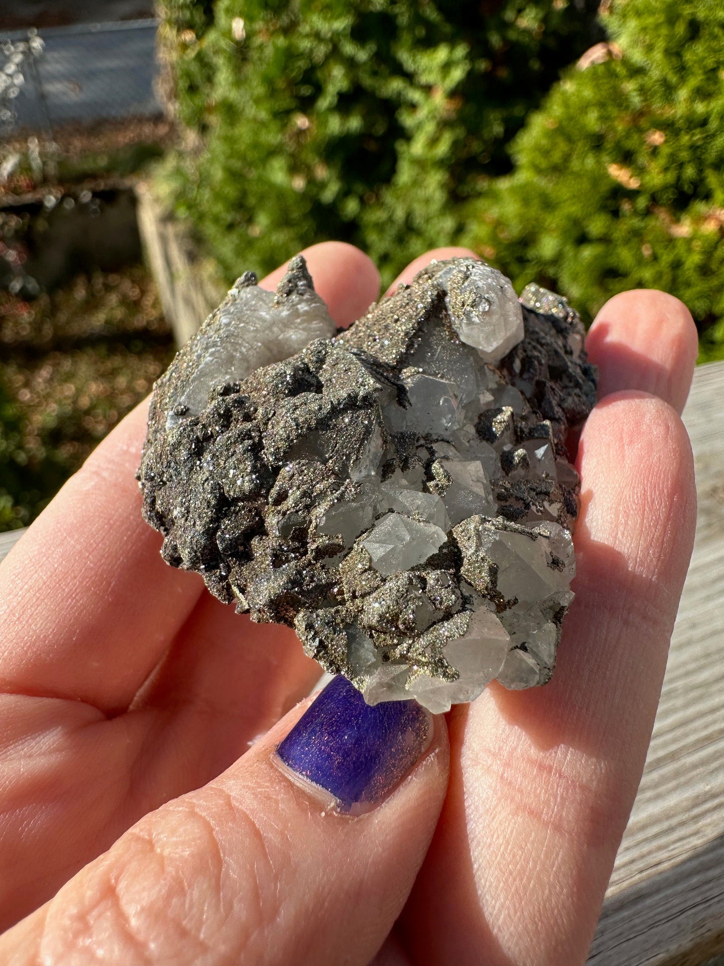 Calcite with Calcopyrite on Fluorite from El Hammam Mine Morocco