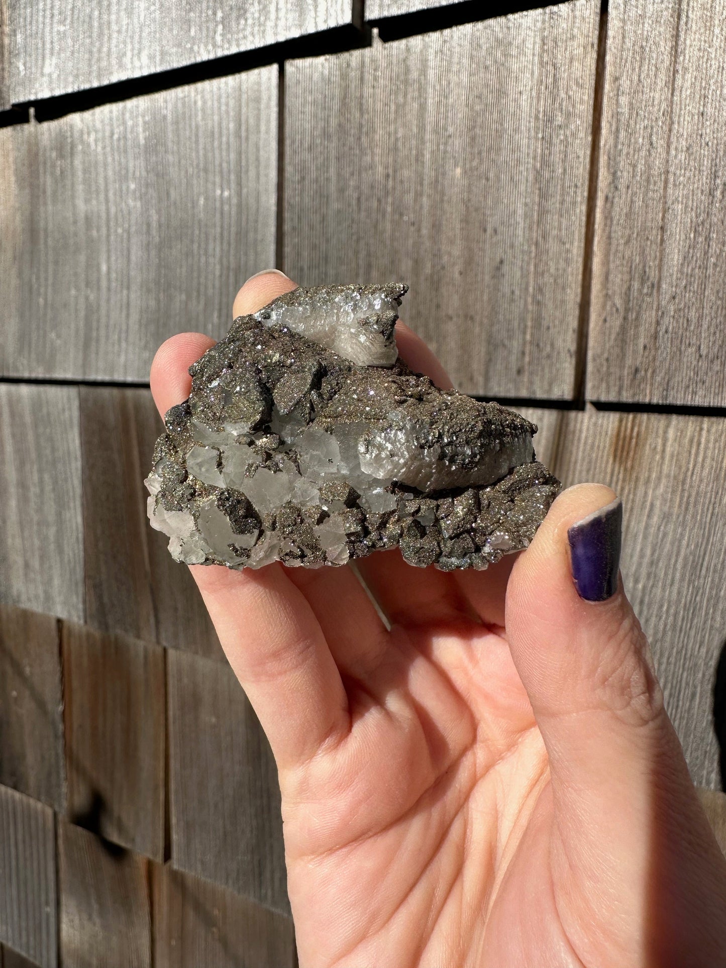 Calcite with Calcopyrite on Fluorite from El Hammam Mine Morocco