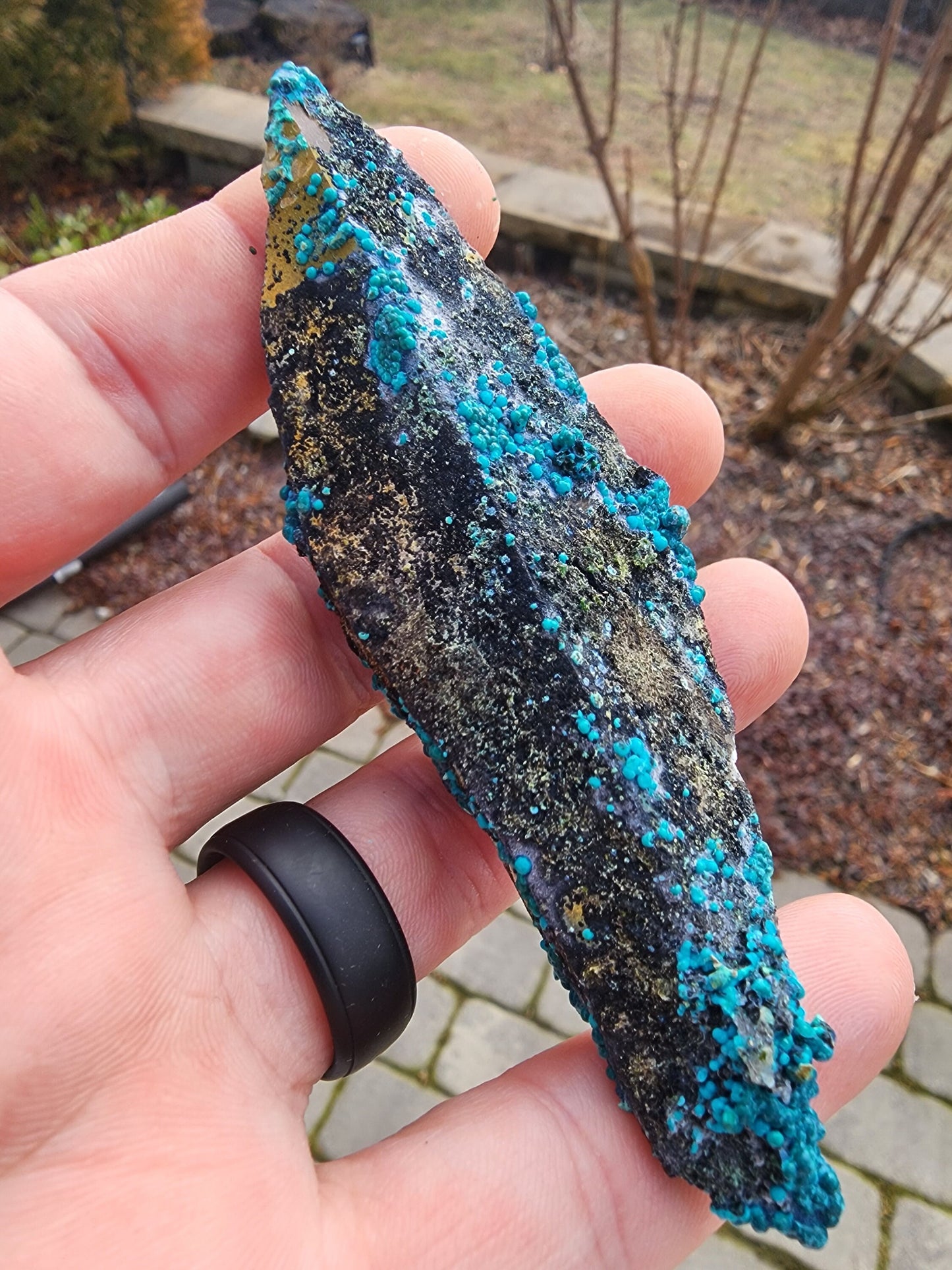 Chrysocolla on Quartz from Tentadora Mine, Peru