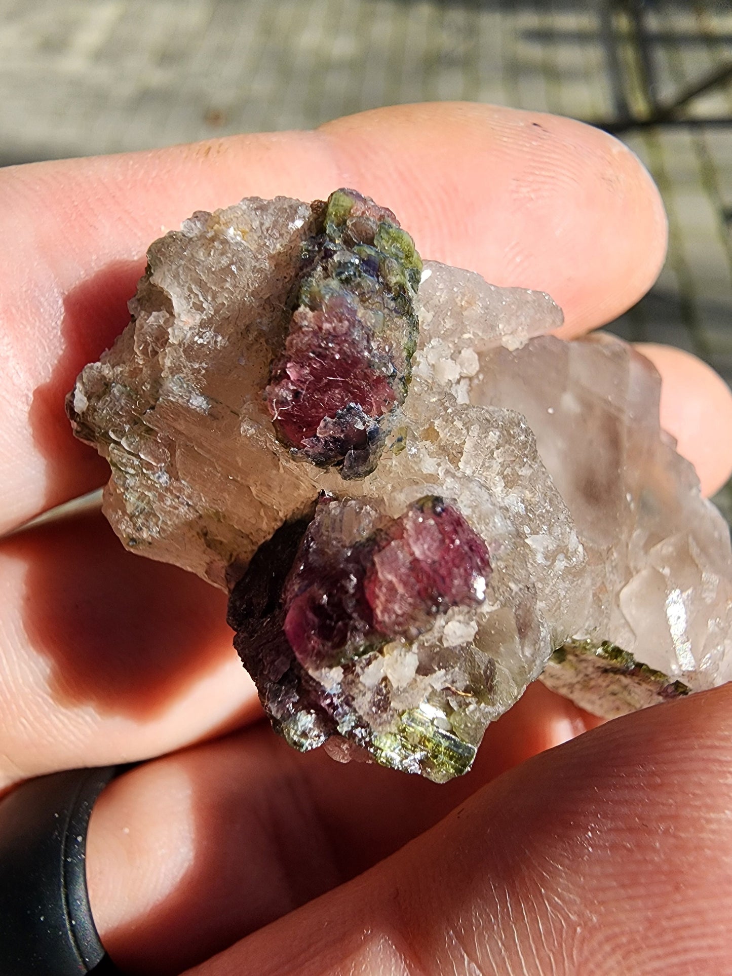 Watermelon Tourmaline in a Quartz Cluster from Minas Gerais, Brazil
