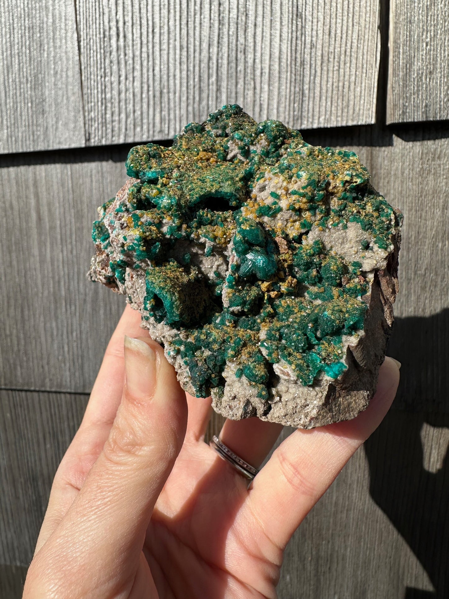 Cabinet Dioptase with Mimetite from Congo