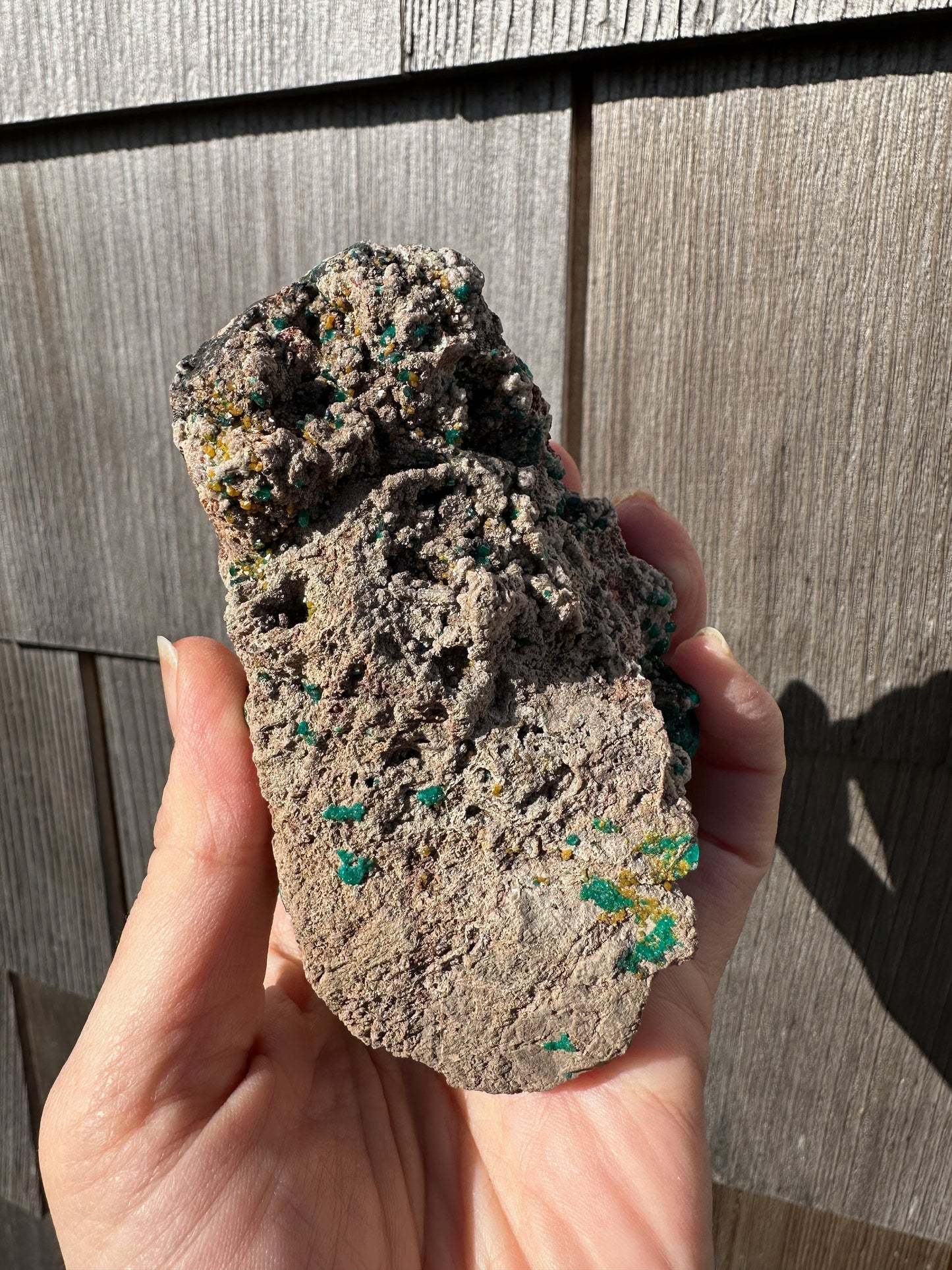 Cabinet Dioptase with Mimetite from Congo
