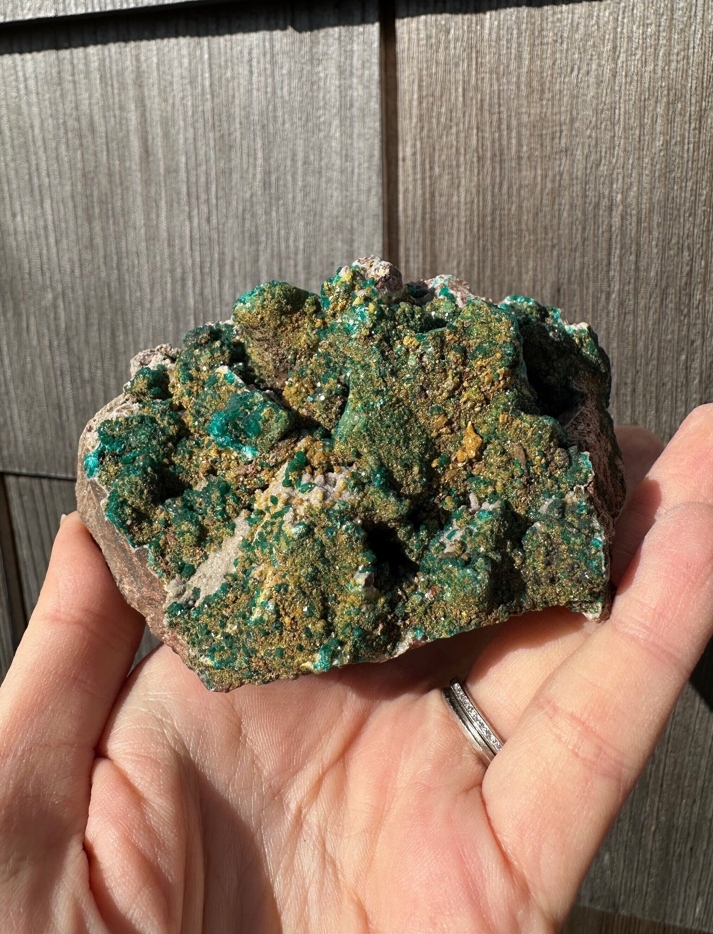 Cabinet Dioptase with Mimetite from Congo