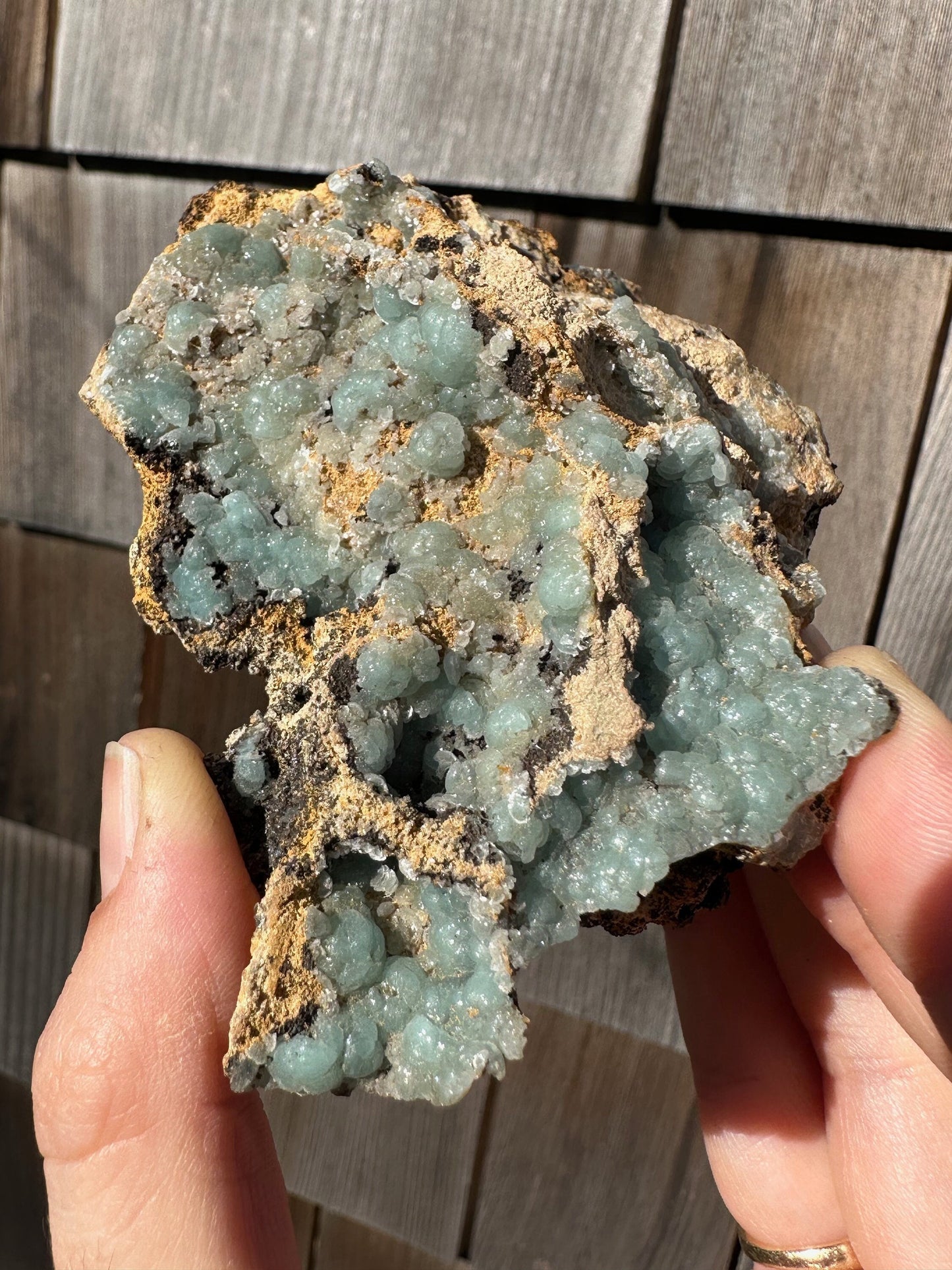 Cabinet Light Blue Hemimorphite on Matrix from 79 Mine, Arizona, USA