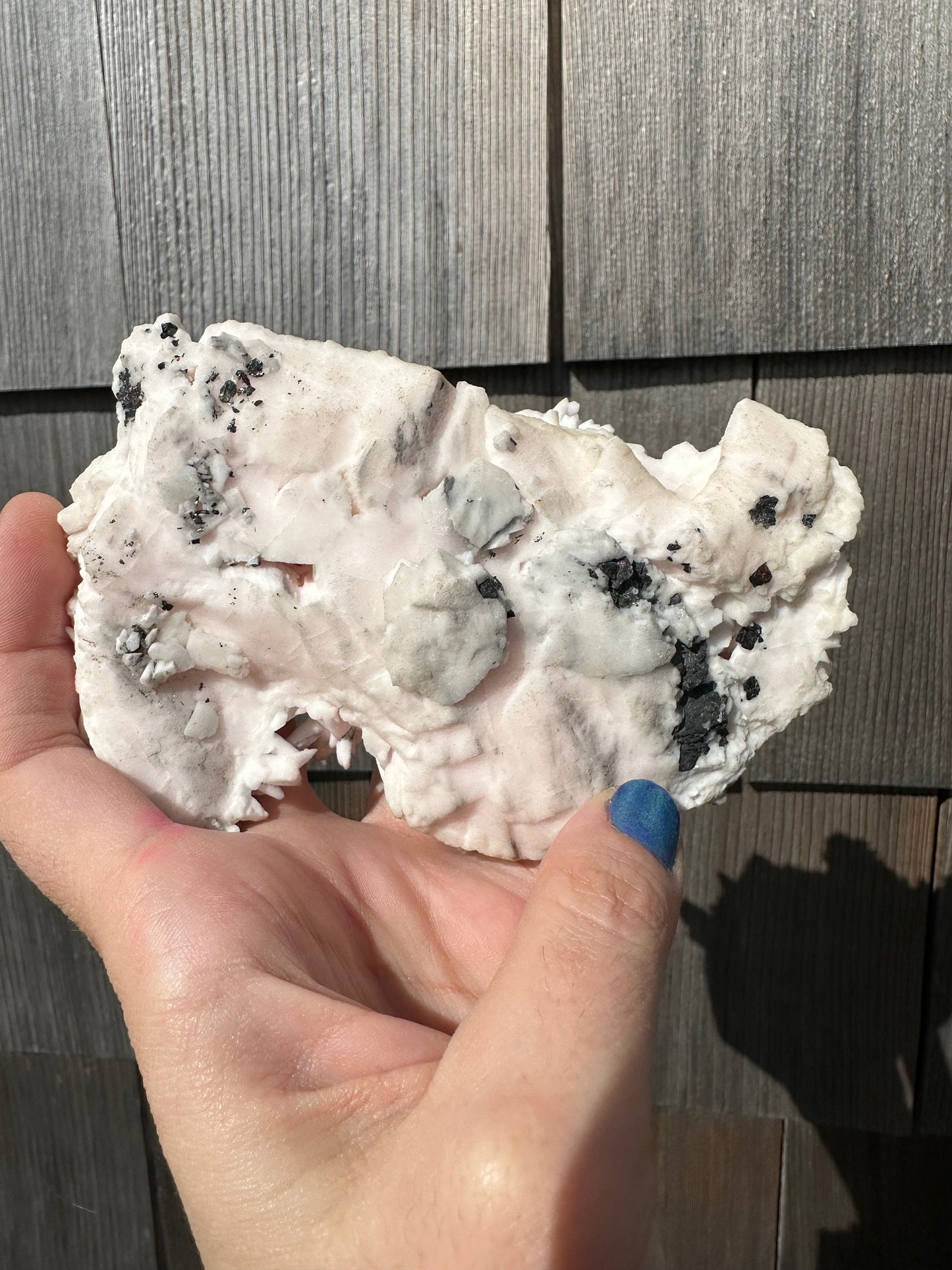 Cabinet Mangano Calcite with Fine Quartz and Chalcopyrite From Peru