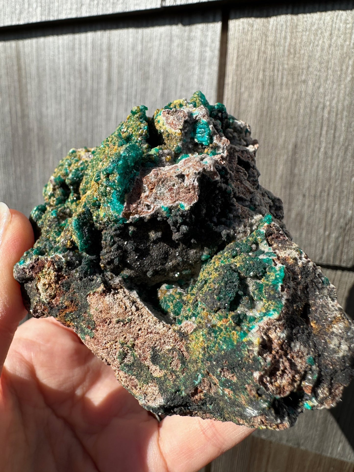 Cabinet Dioptase with Mimetite from Congo