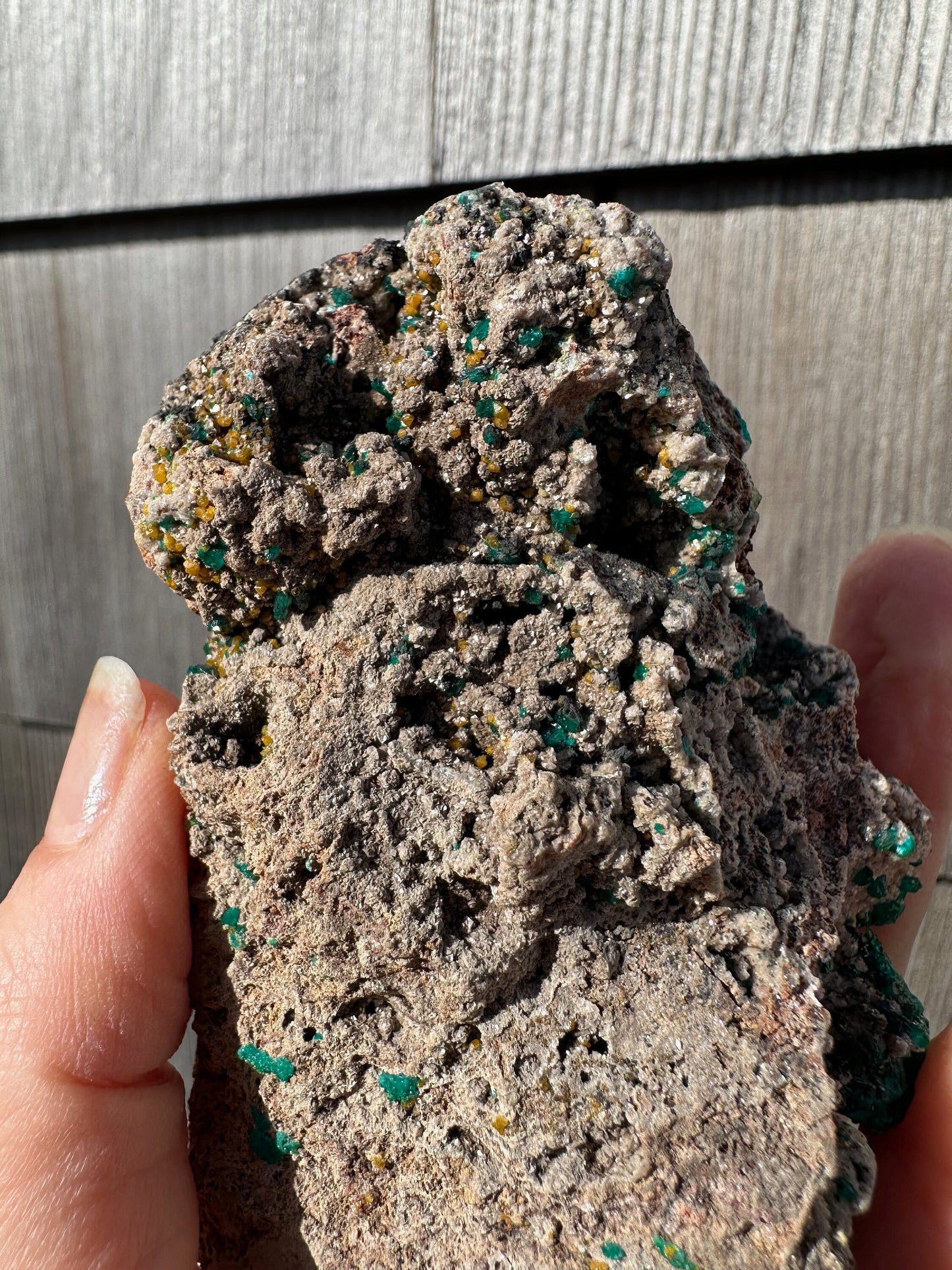 Cabinet Dioptase with Mimetite from Congo