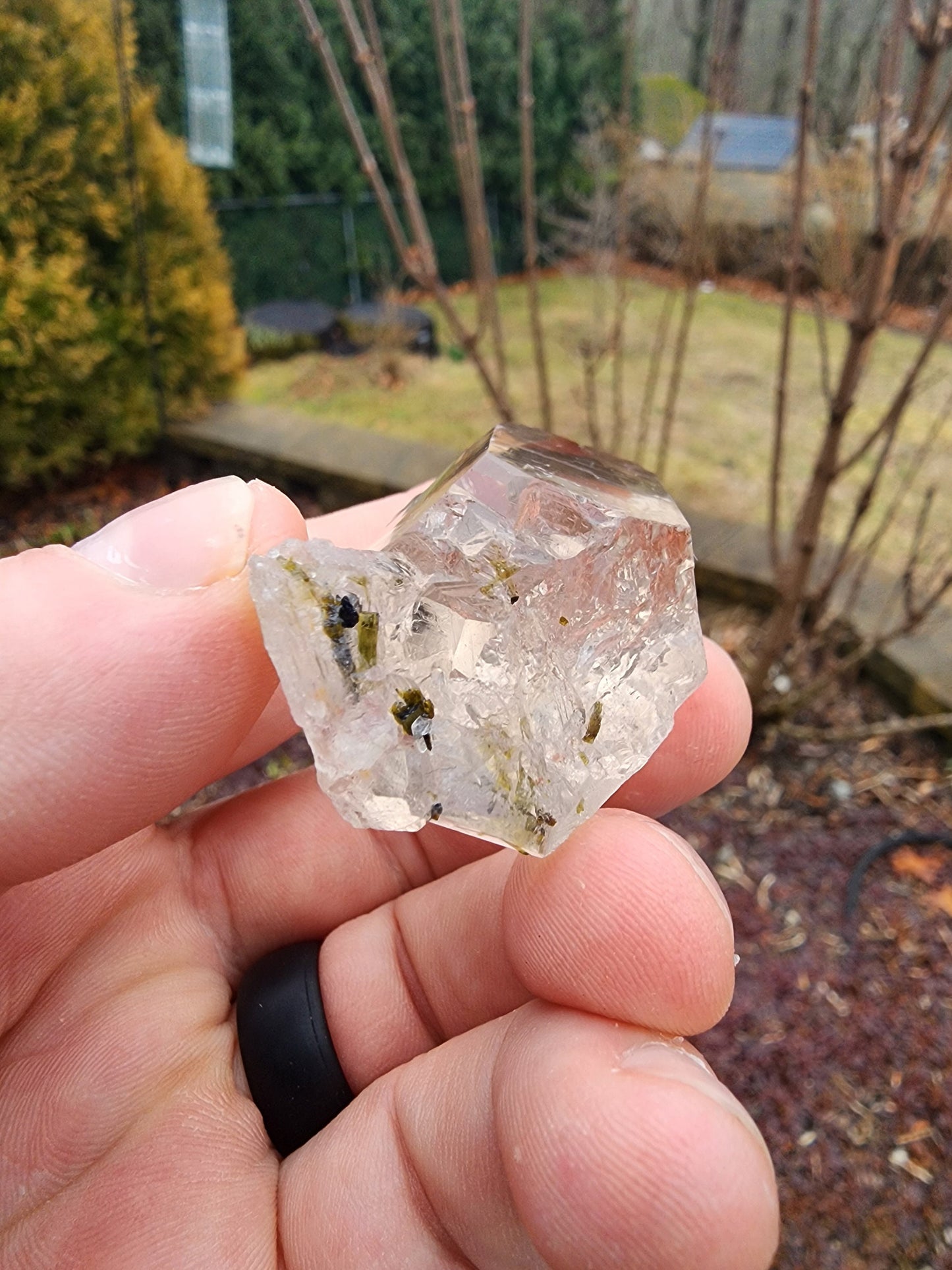Green Tourmaline in Quartz from Minas Gerais, Brazil