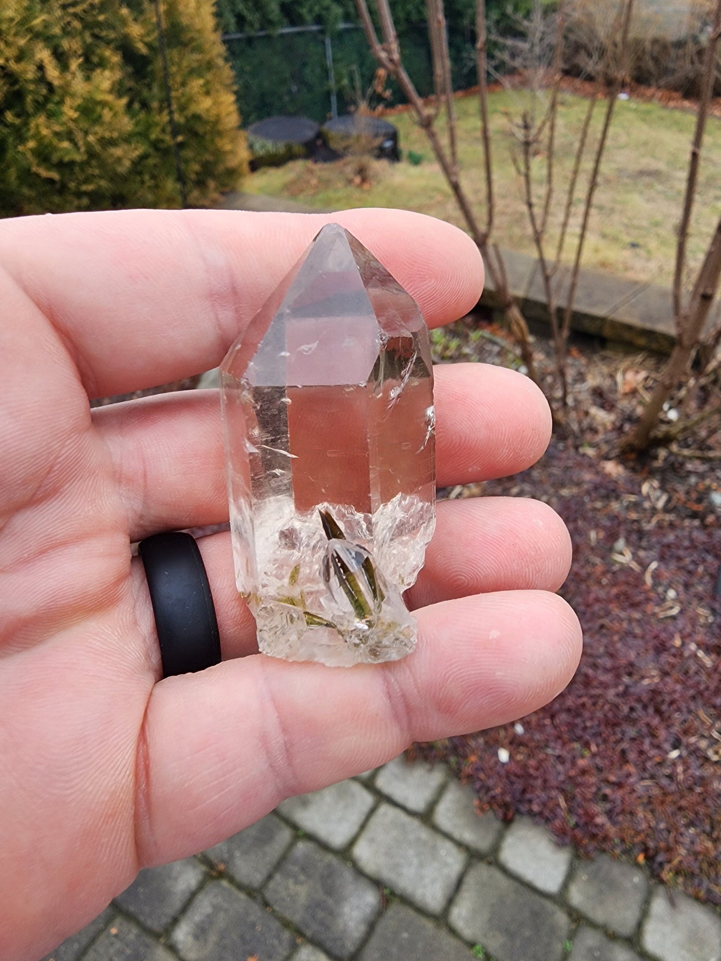 Green Tourmaline in Quartz from Minas Gerais, Brazil