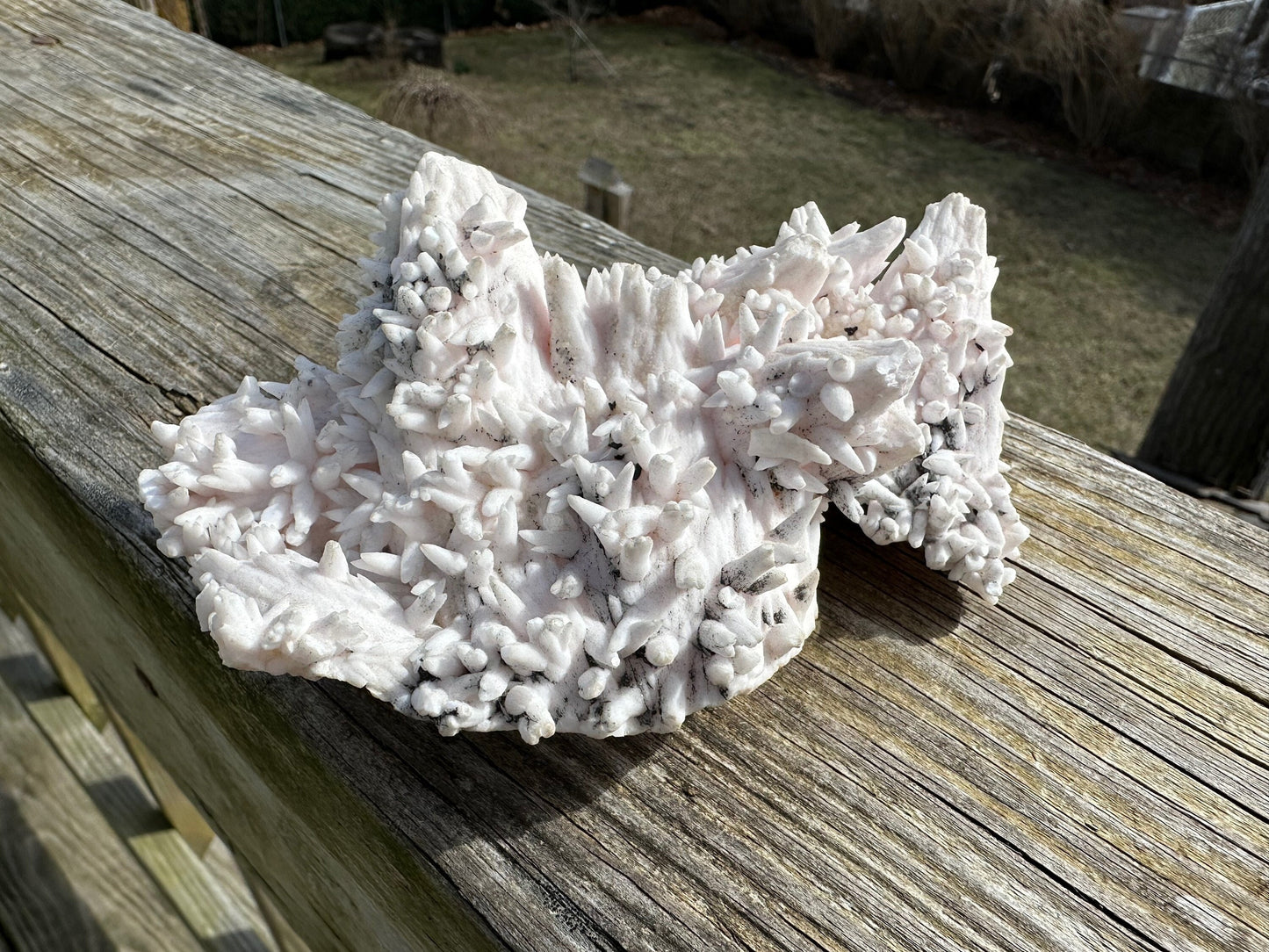 Cabinet Mangano Calcite with Fine Quartz and Chalcopyrite From Peru