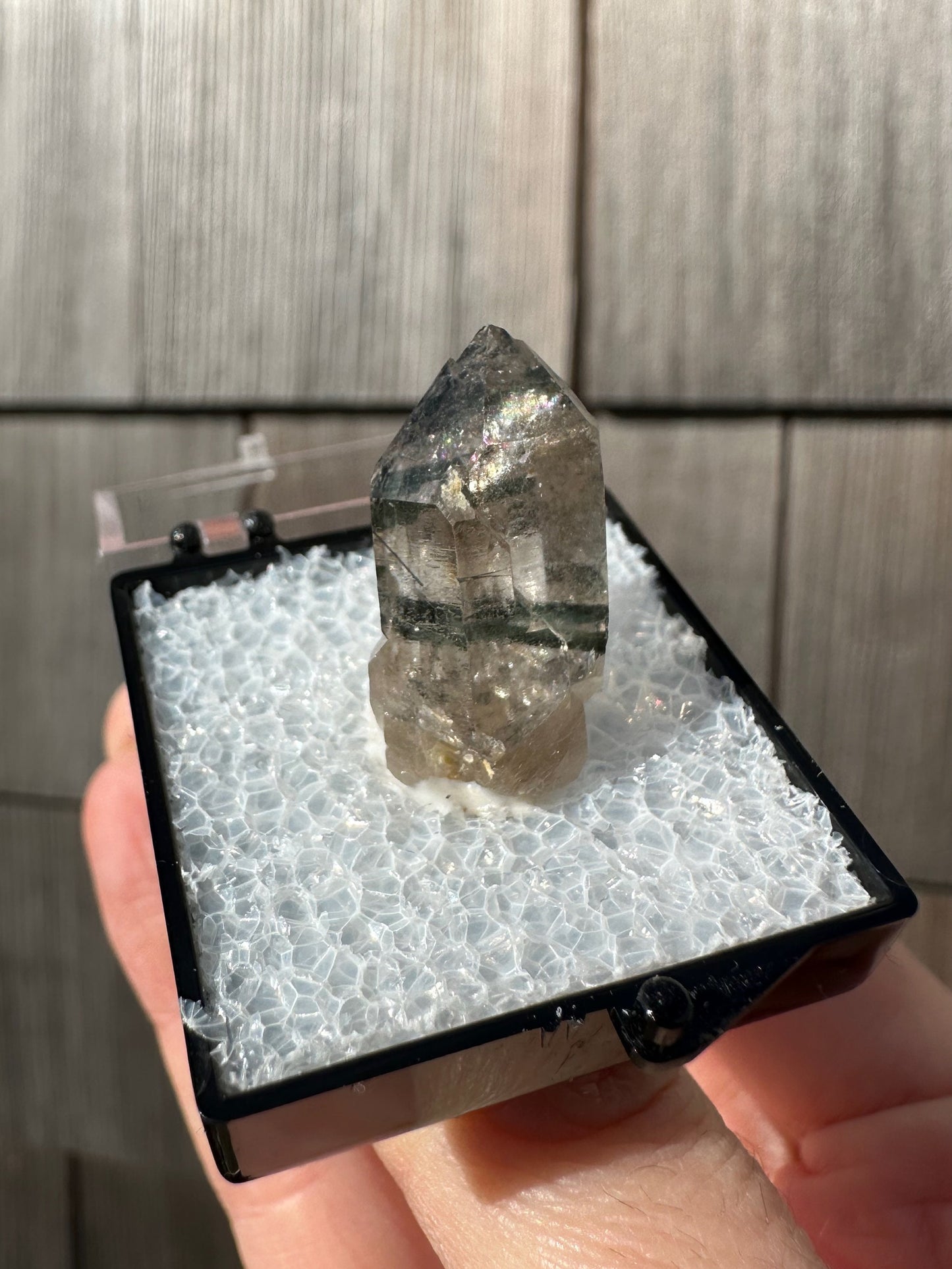 Blue to Green Tourmaline in Quartz Point from Brazil