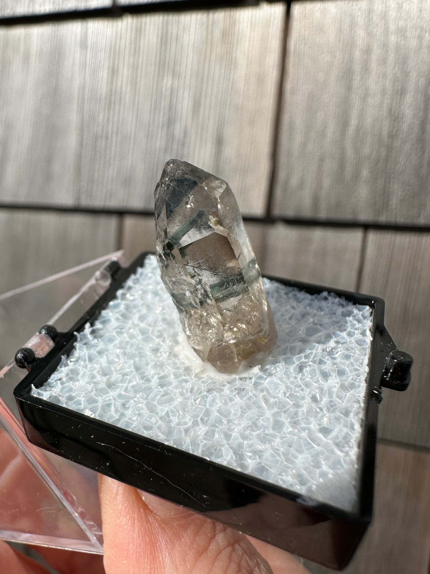 Blue to Green Tourmaline in Quartz Point from Brazil