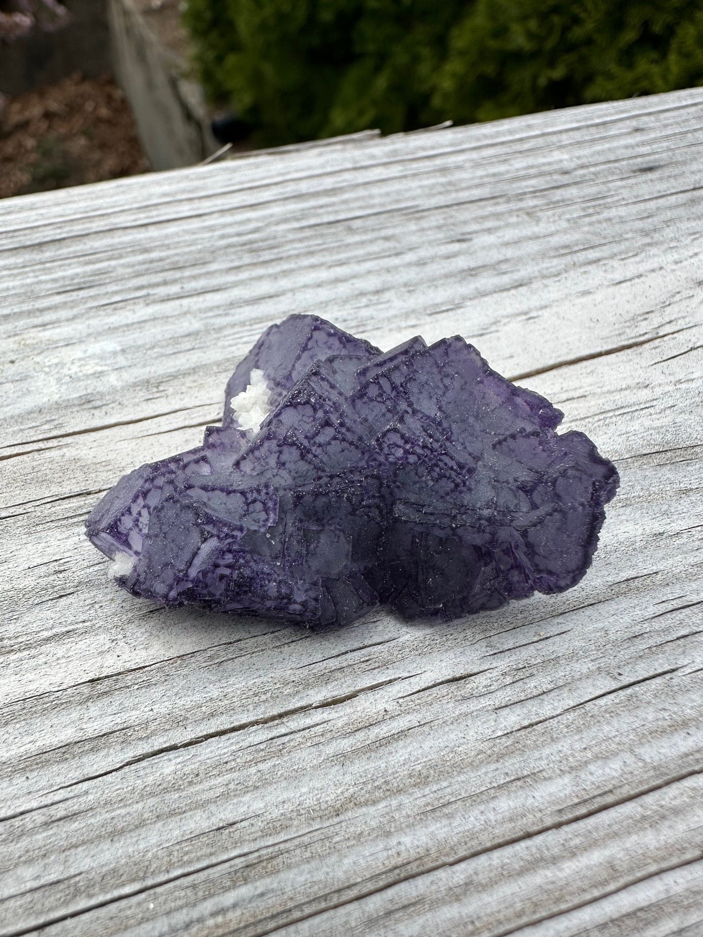 Purple Edge Fluorite Crystal Cluster from Qinglong China