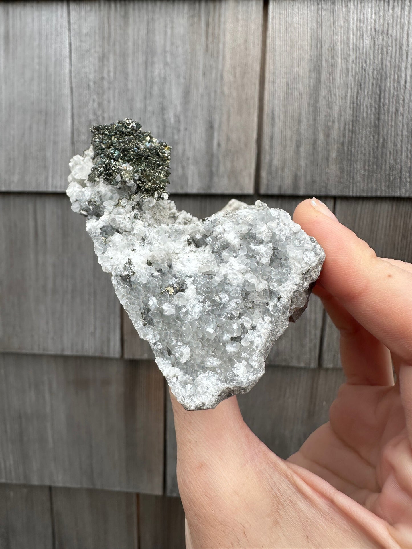 Iridescent Marcasite Crystals with Calcite from Linwood Mine Iowa USA