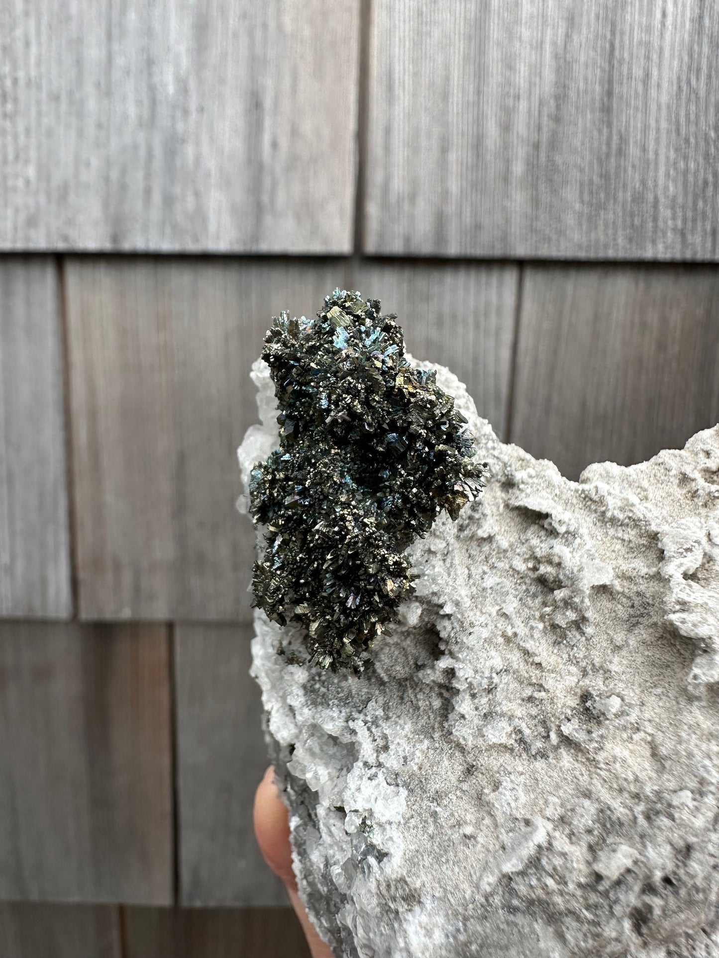 Iridescent Marcasite Crystals with Calcite from Linwood Mine Iowa USA