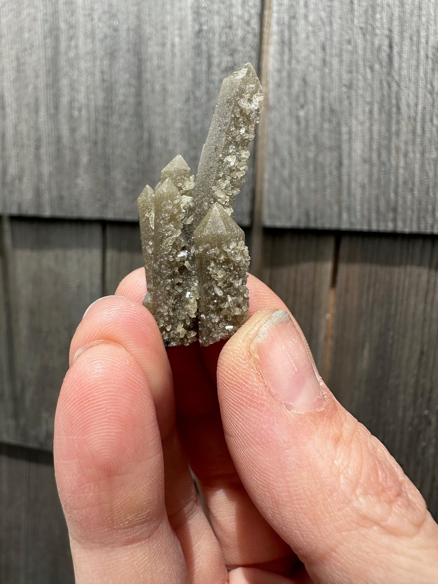 Hedenbergite in Quartz Cluster from Inner Mongolia