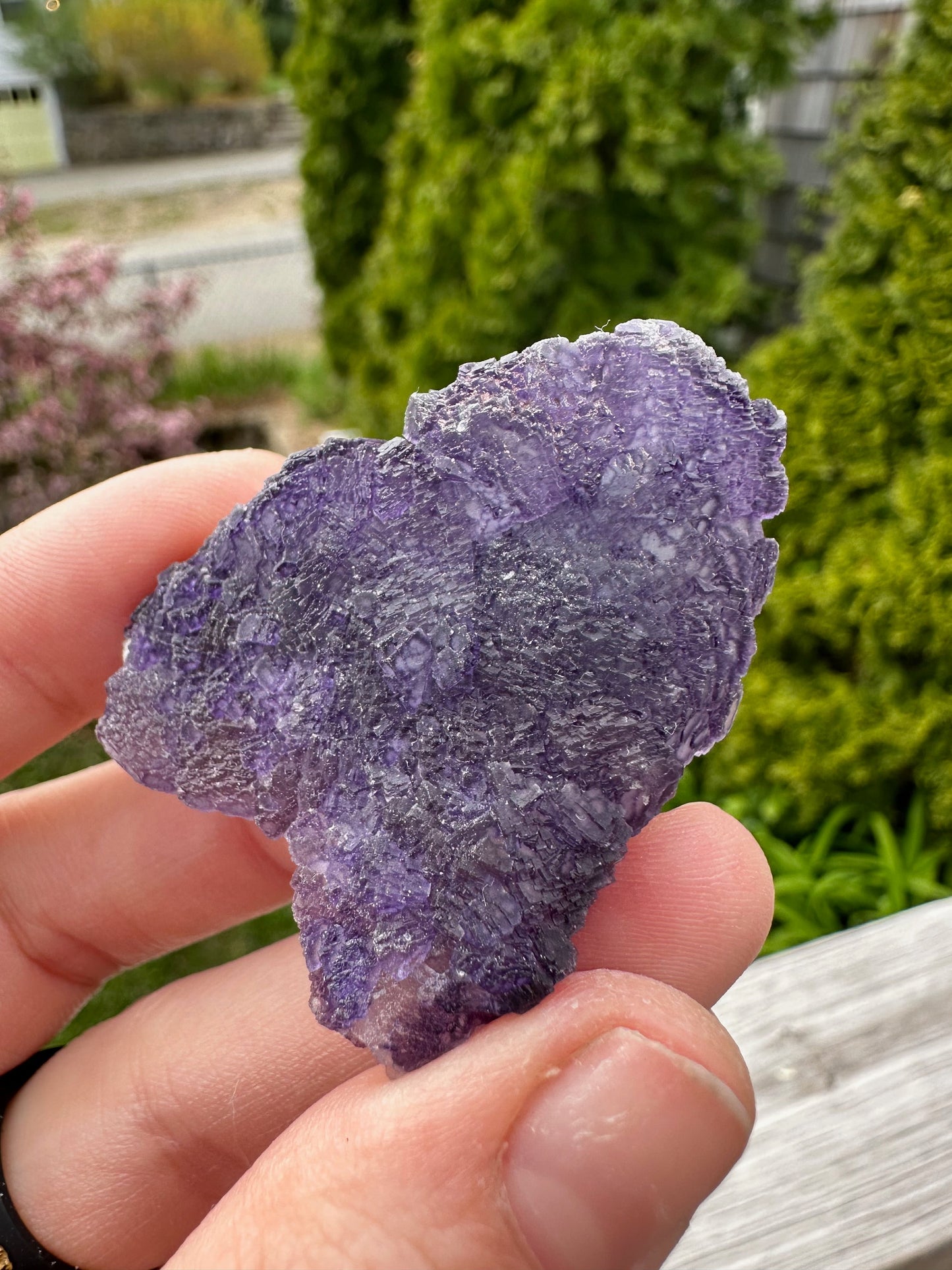 Purple Edge Fluorite Crystal Cluster from Qinglong China