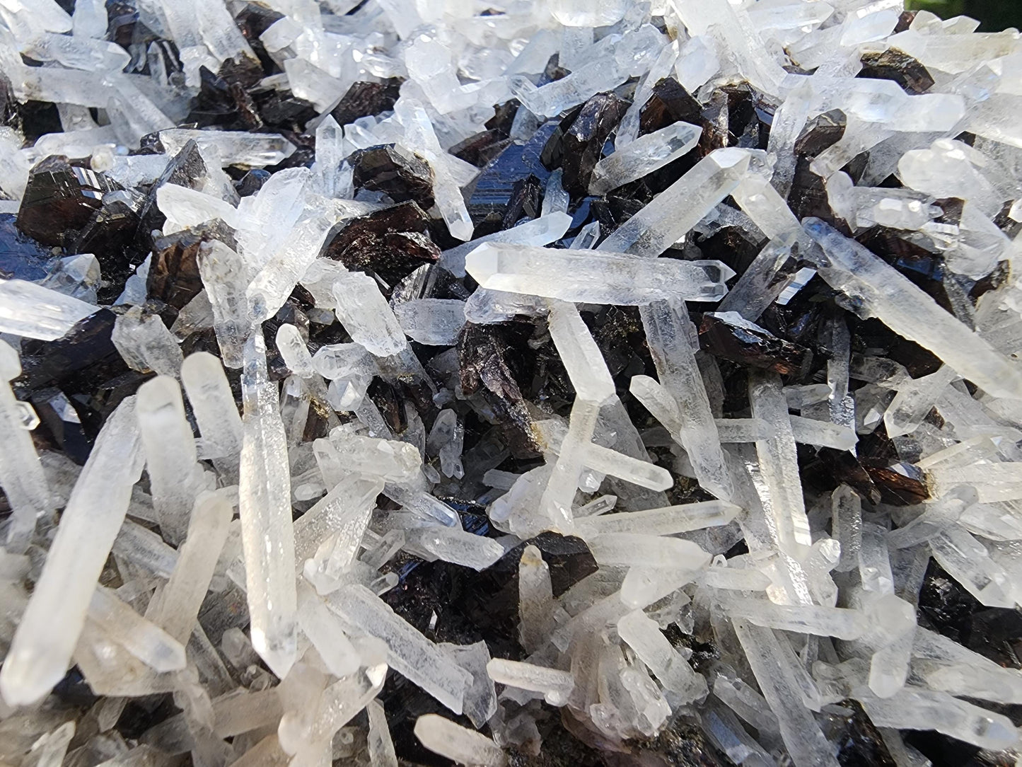 Large Gemmy Axinite with Fine Quartz Points Mineral Specimen China