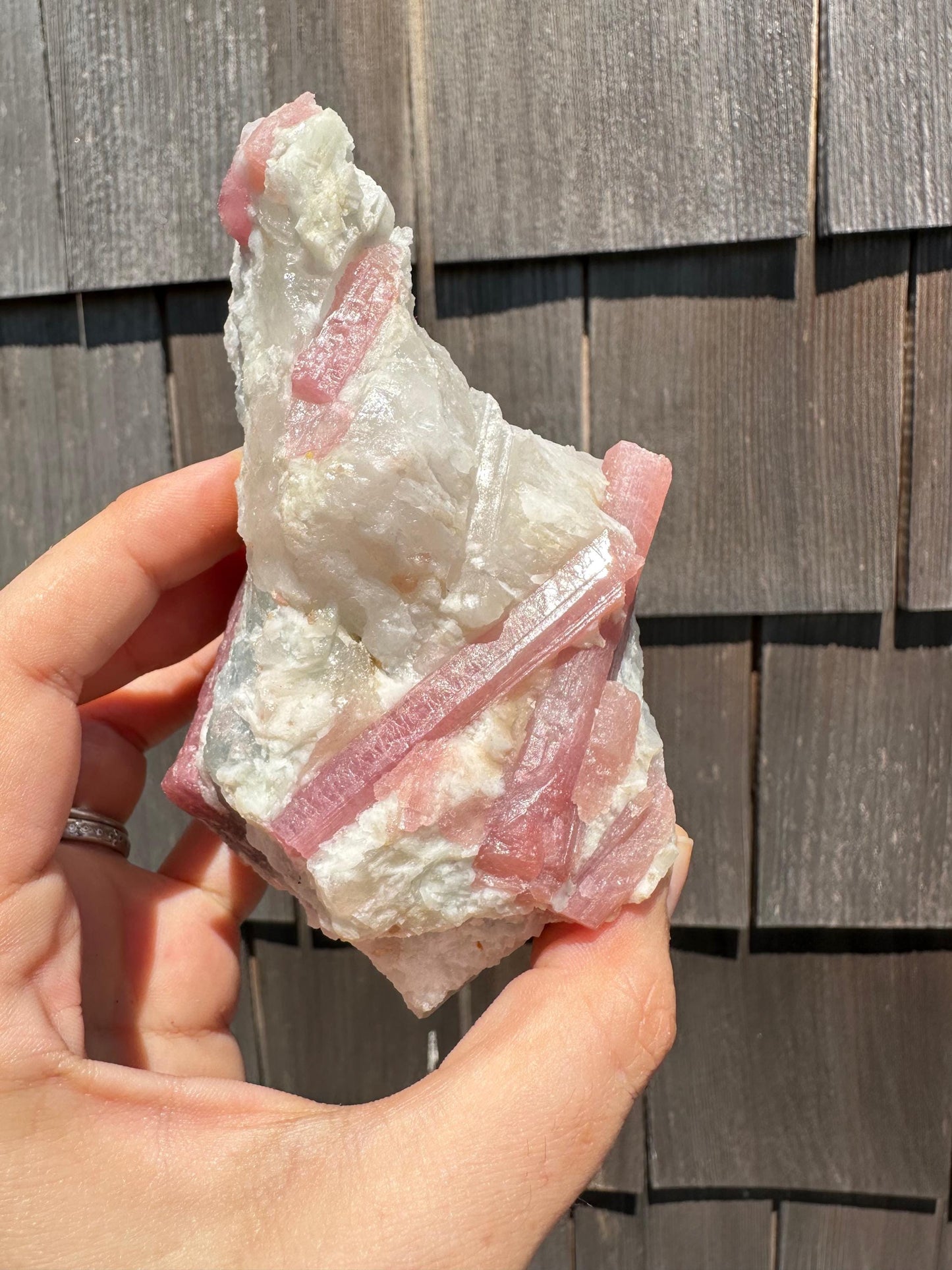 Pink Tourmaline with Aquamarine in Matrix from Brazil