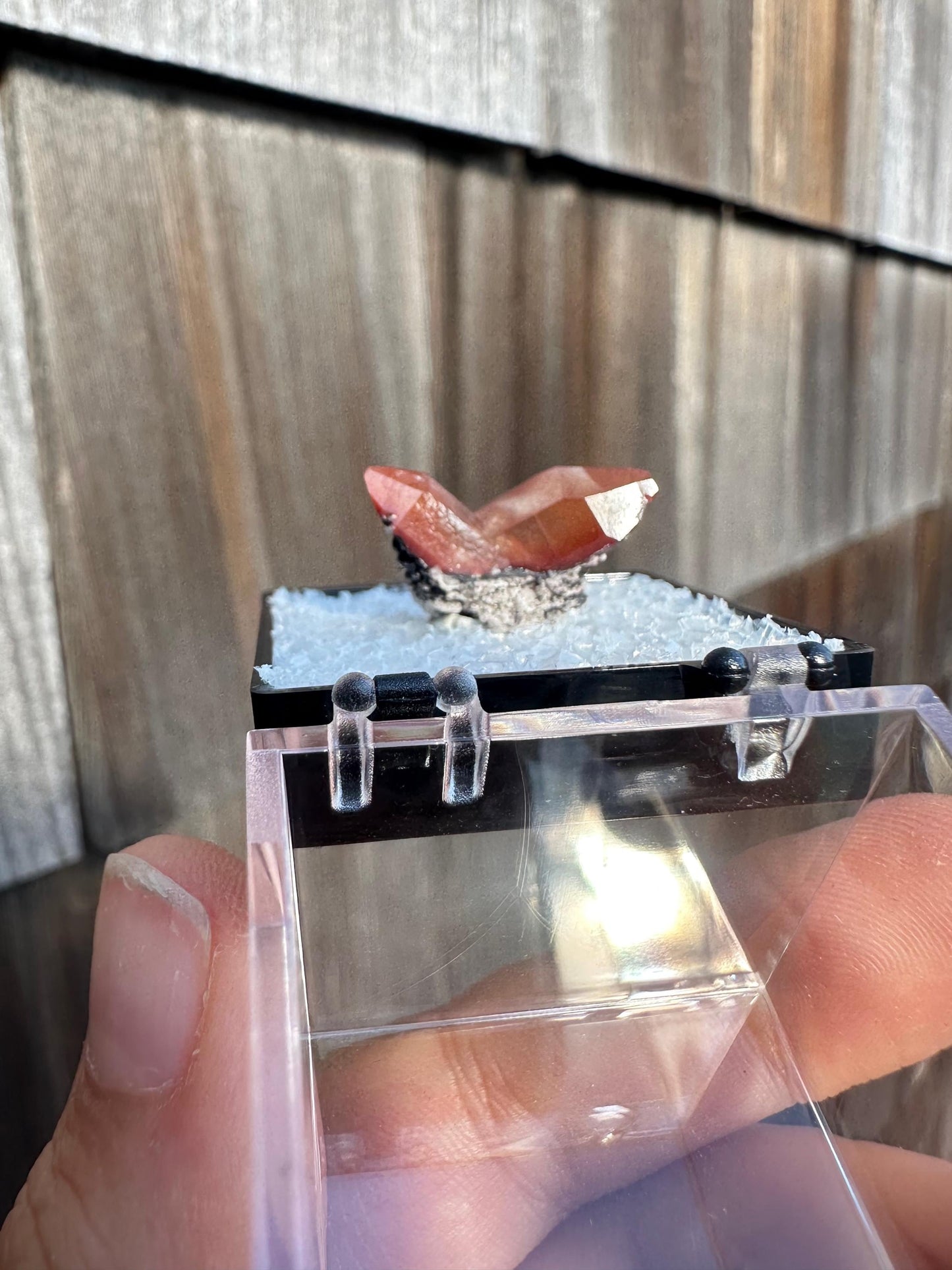 Twin Red Topaz Crystals from San Felipe Mine, Mexico