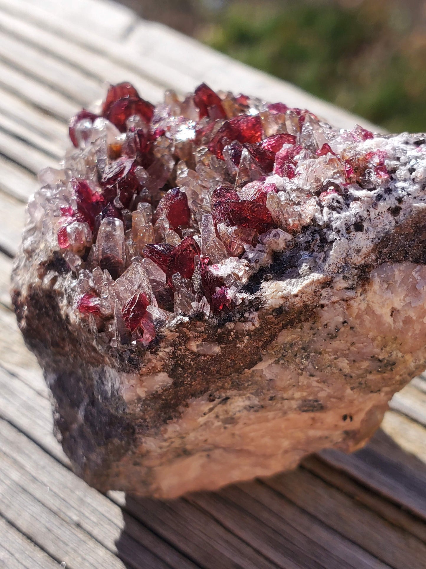 Roselite with Calcite on matrix from Bou Azzer, Morocco