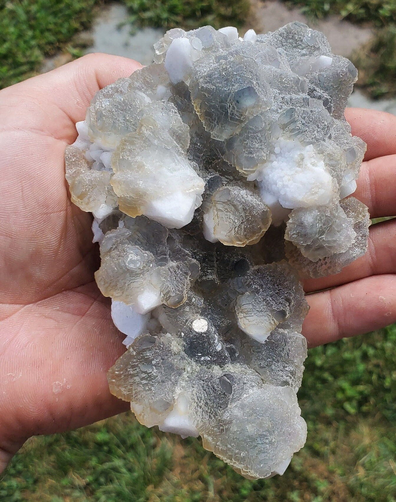 Fluorescent Etched Fluorite on Milky Quartz from Inner Mongolia China