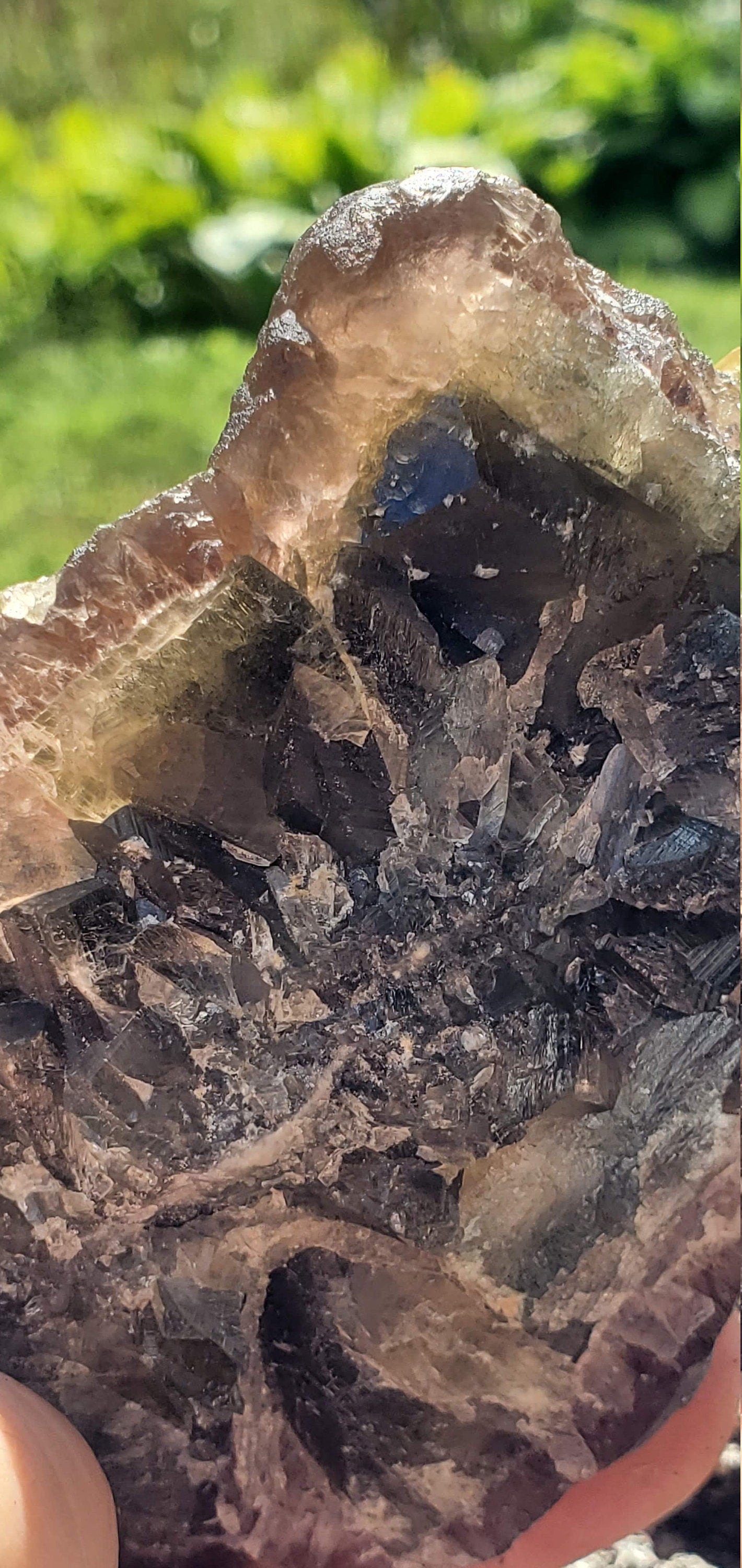 Golden Barite on Botryoidal Fluorite from Jiangxi Province, China